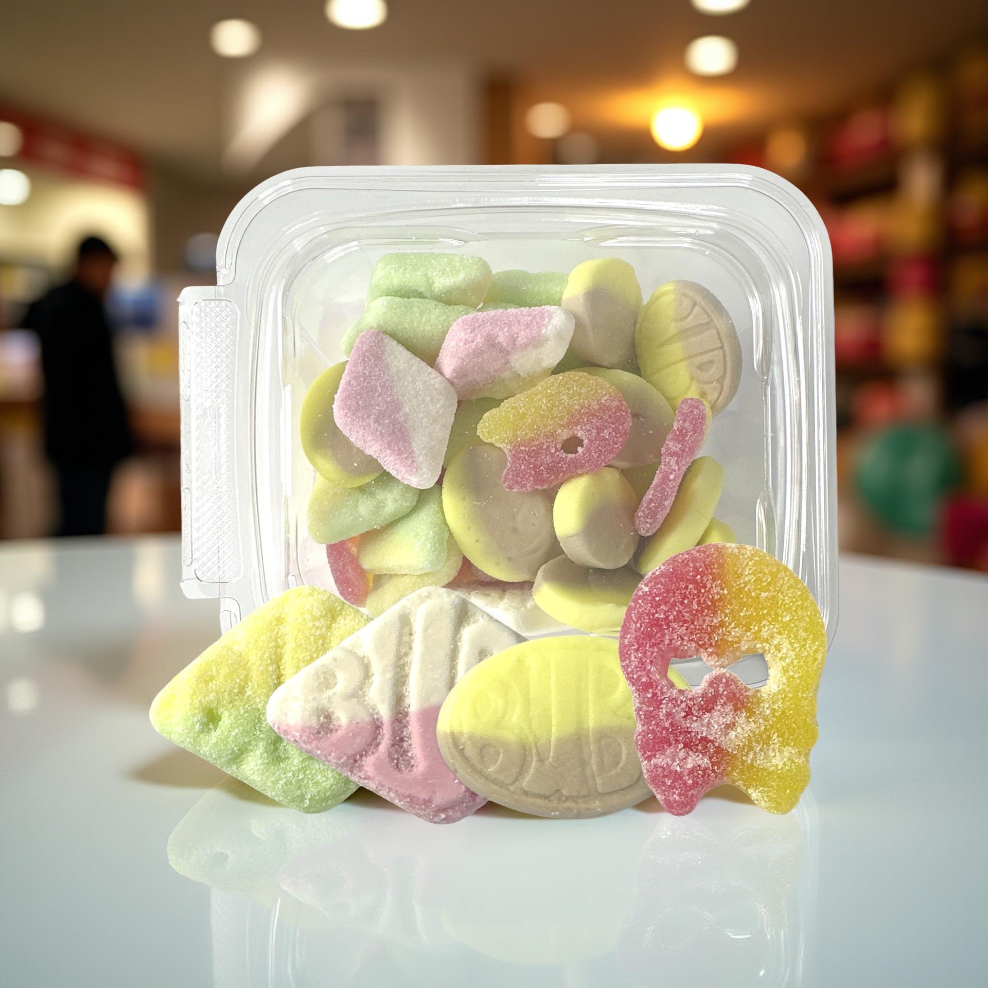 Authentic Swedish Candy Bubs In a Tub 4 Flavor Variety Mix, Banana Toffee, Strawberry Vanilla, Tutti Frutti, and Lemon Raspberry, 8 Oz 3