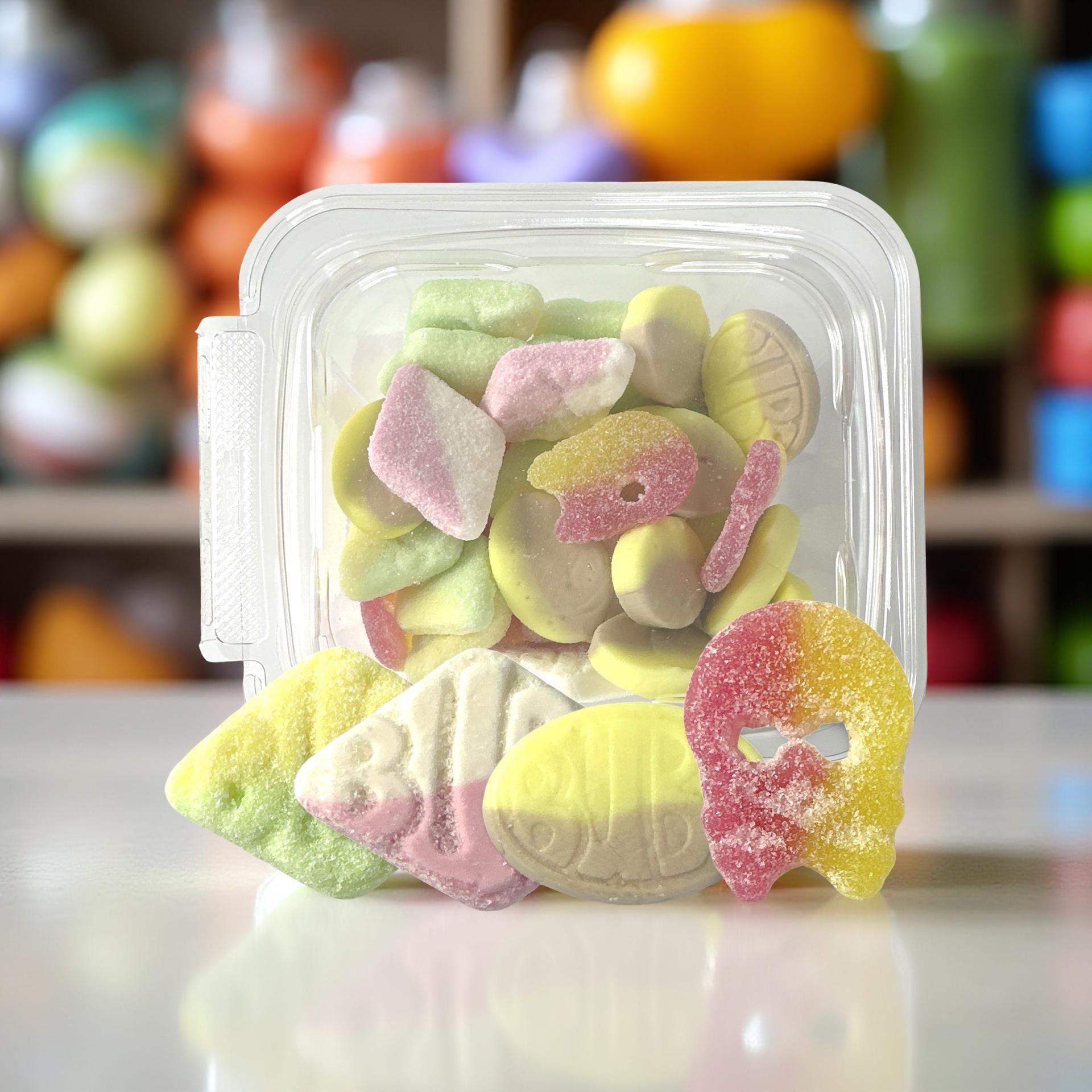 Authentic Swedish Candy Bubs In a Tub 4 Flavor Variety Mix, Banana Toffee, Strawberry Vanilla, Tutti Frutti, and Lemon Raspberry, 8 Oz 5