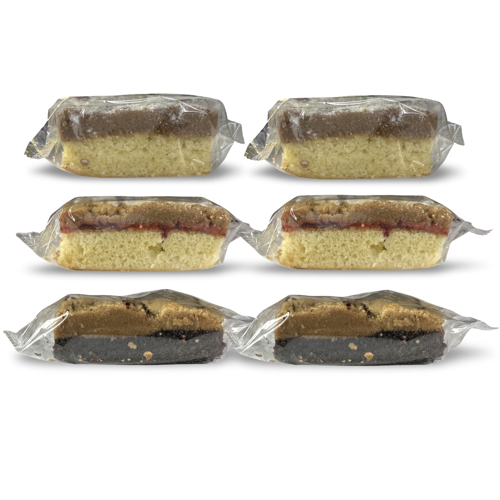 Carlotta's Bakery Authentic Traditional New York Style Crumb Cake Single Serve Massive 6 Oz Variety, Original, Chocolate and Raspberry, 6 Packs (2 Lbs) 6