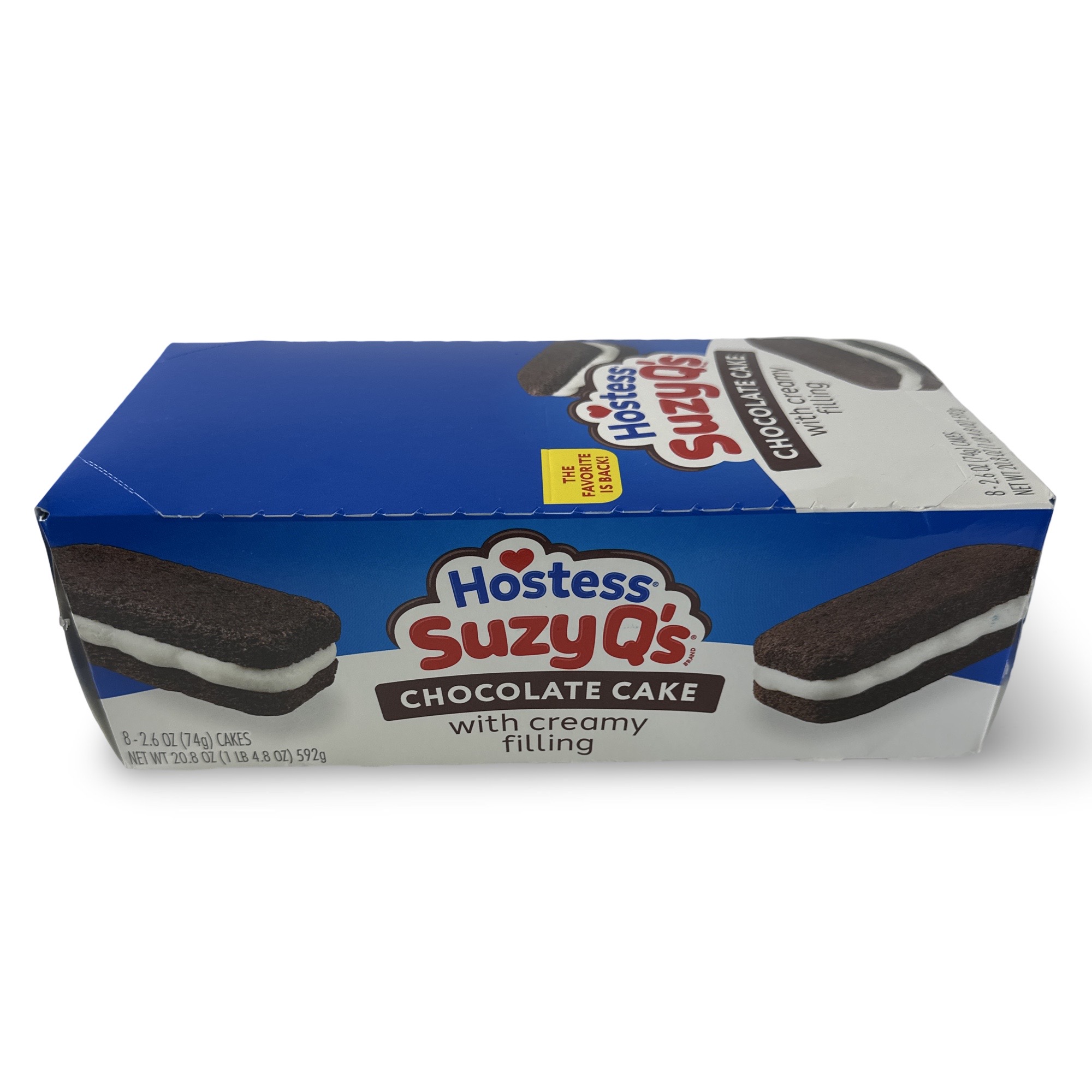 Hostess Suzy Q's Snack Cakes, Chocolate with Cream Filling, Full Size Single Serve Packs, 8 Per Box