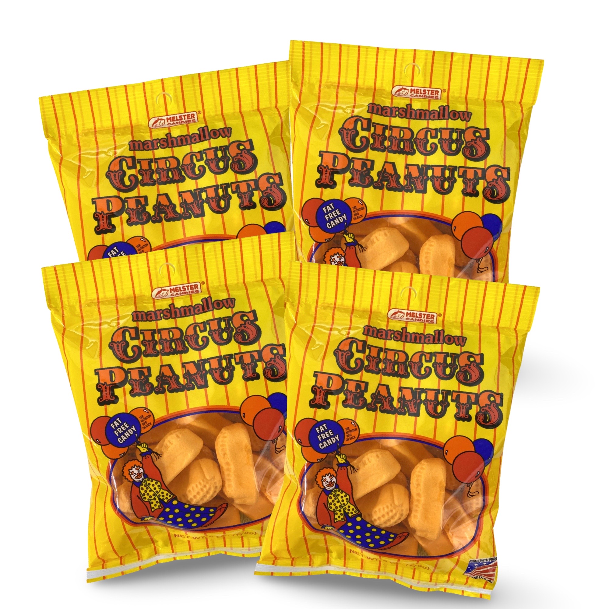 Melster Classic Circus Peanuts, Banana Flavored, Peanut Shaped, 4 Full Size Bags