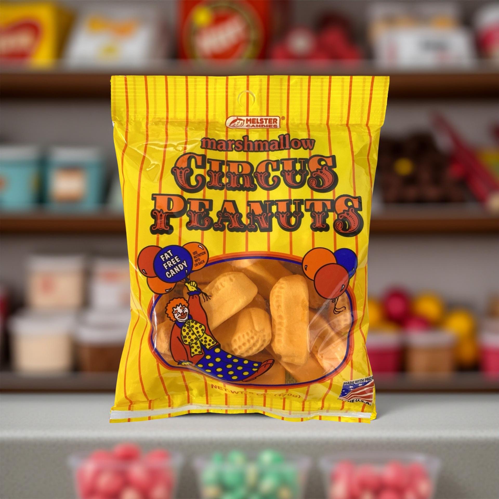 Melster Classic Circus Peanuts, Banana Flavored, Peanut Shaped, 4 Full Size Bags 4