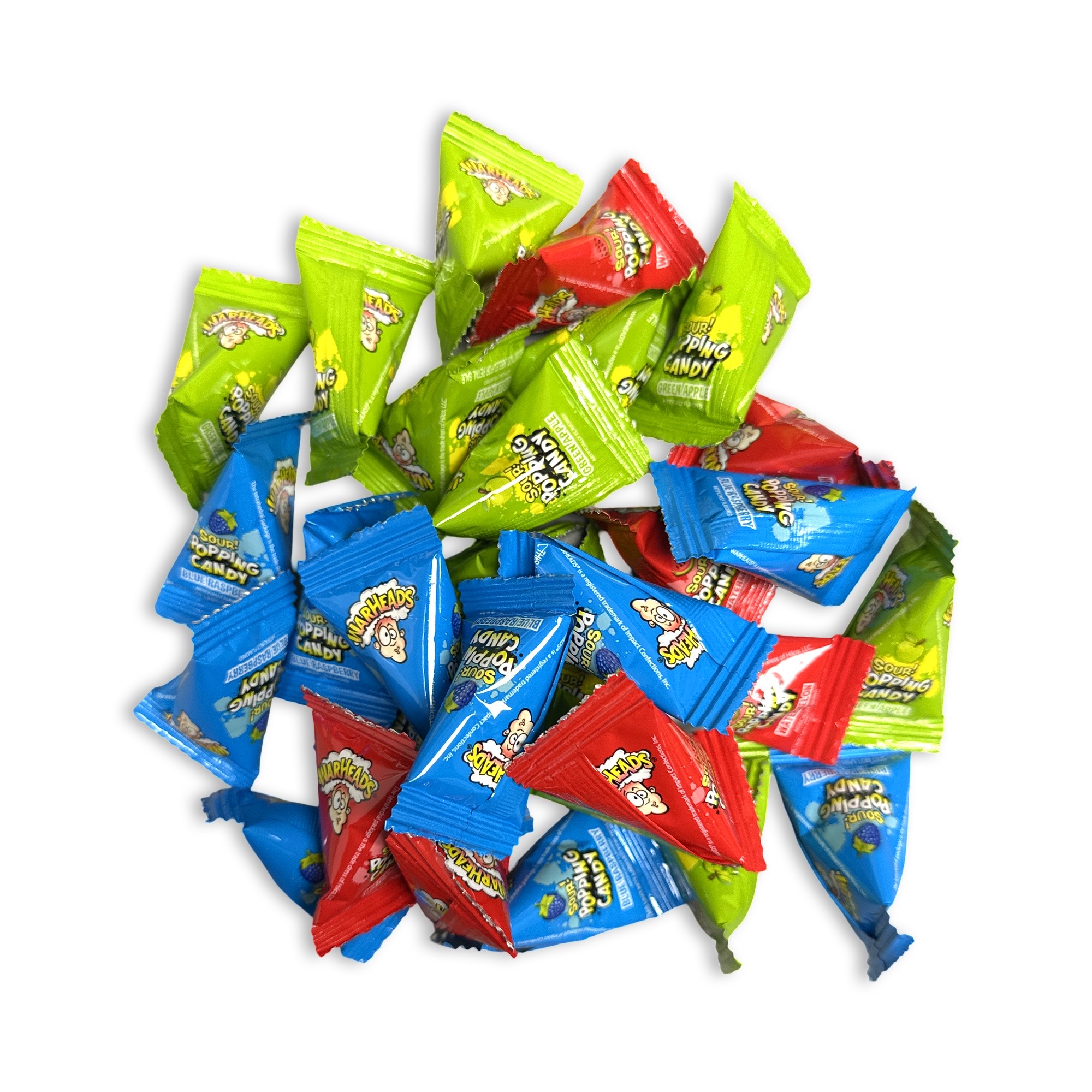 Warheads Popping Candy, Green Apple, Watermelon and Blue Raspberry, 30 units