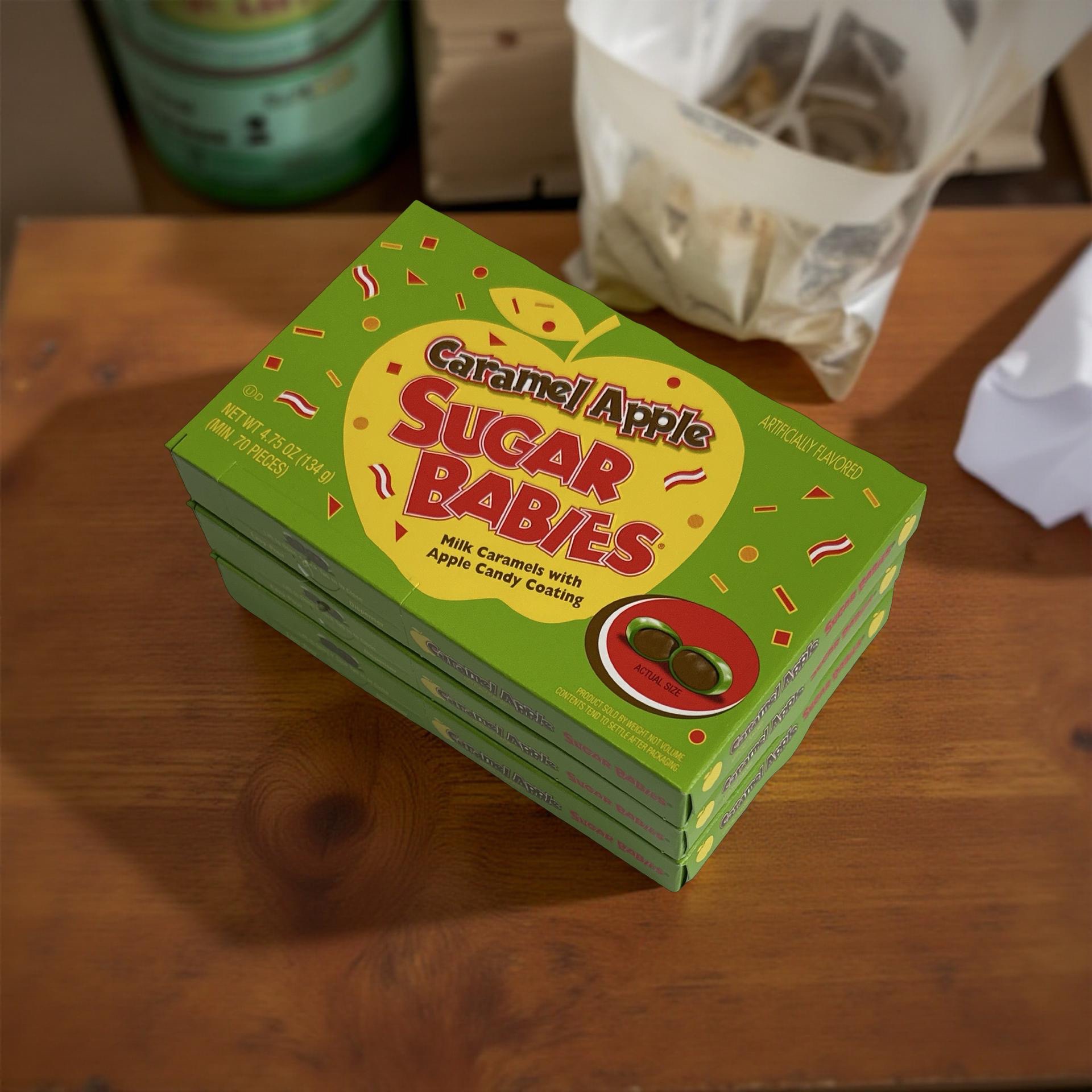 Caramel Apple Sugar Babies, Candy Coated Caramels, Nostalgic, Movie Theater Box, 3 Count 4