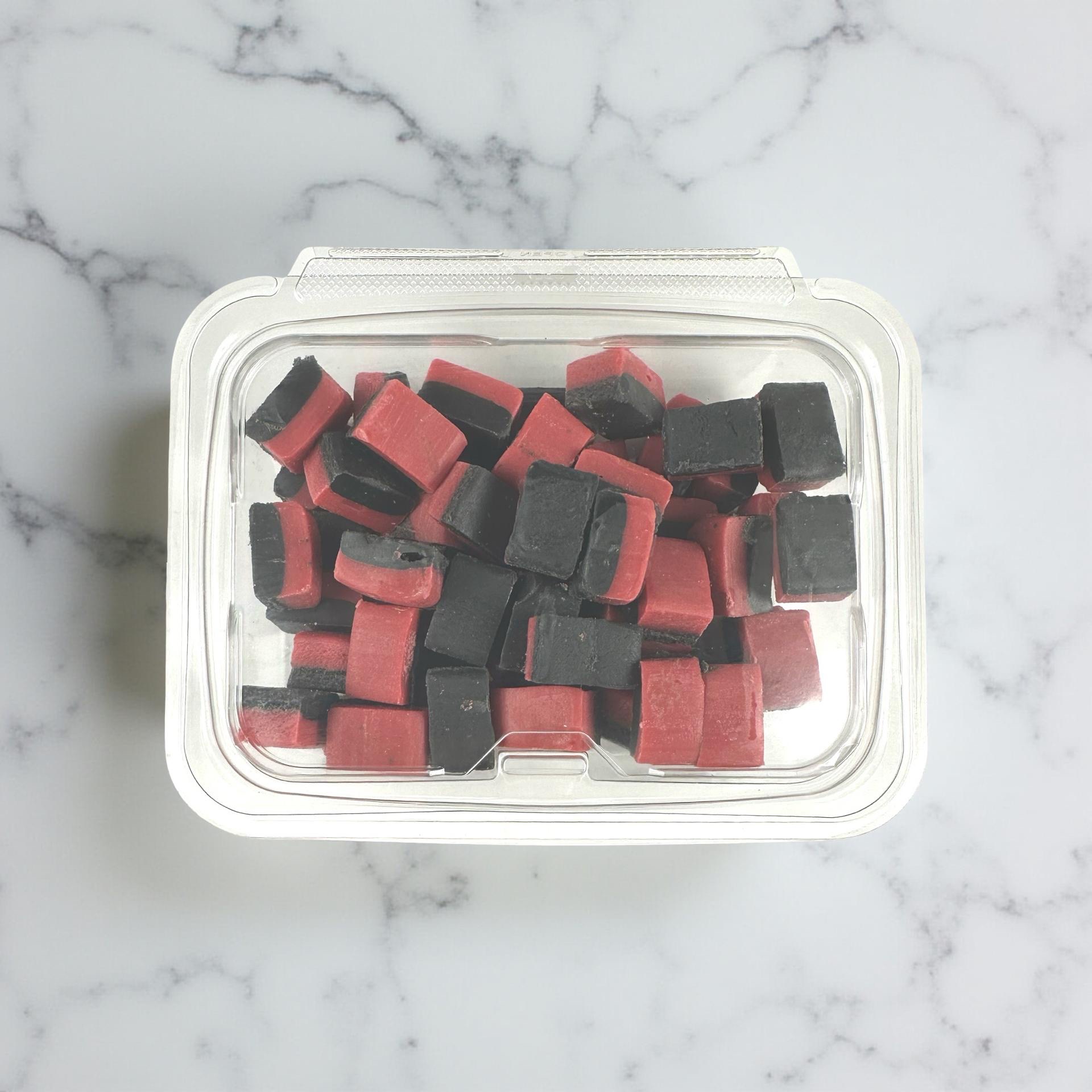 Imported Authentic Swedish Fudge Licorice Candy, Raspberry Fudge, 1 Lb Tub, Limited Batch 2