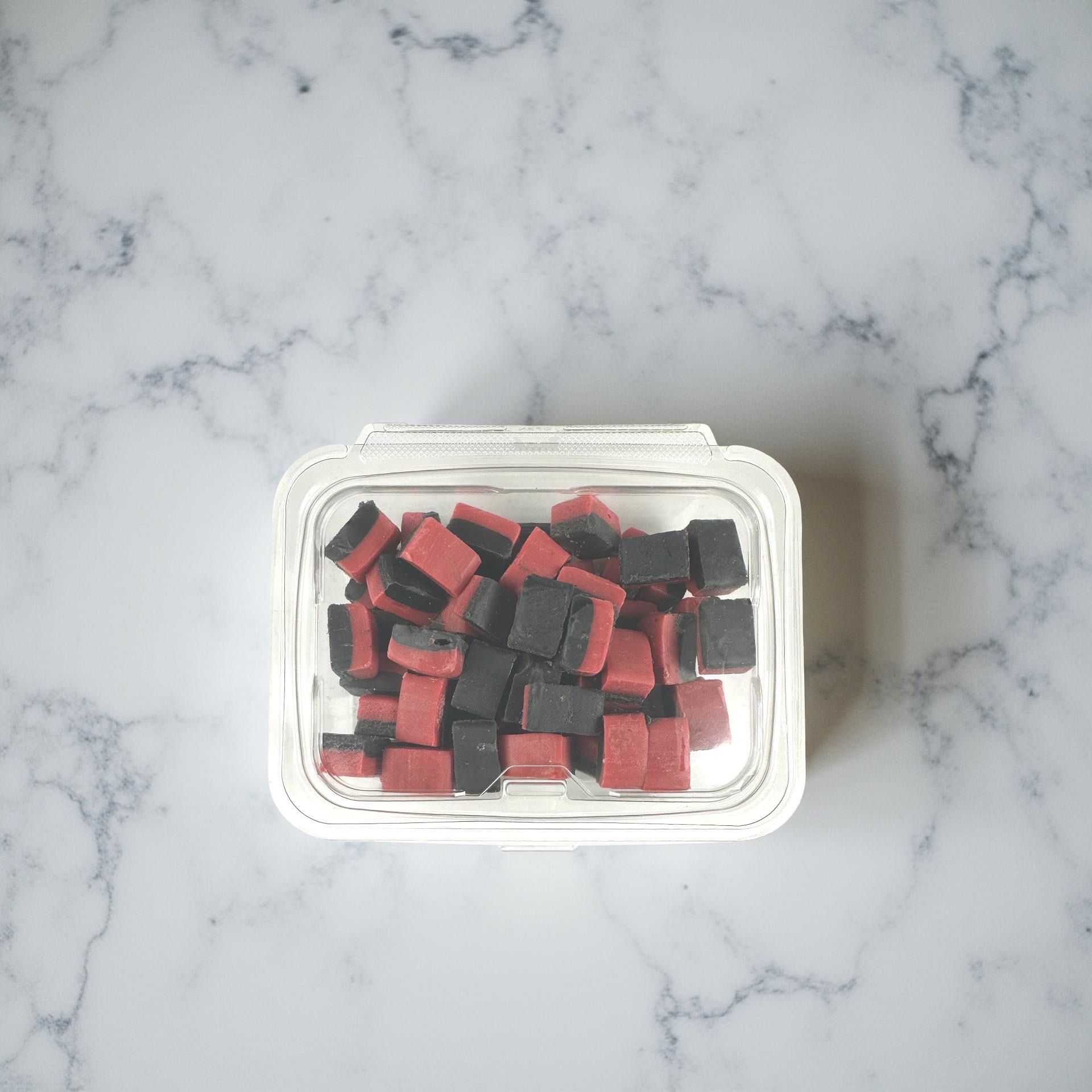 Imported Authentic Swedish Fudge Licorice Candy, Raspberry Fudge, 1 Lb Tub, Limited Batch 5
