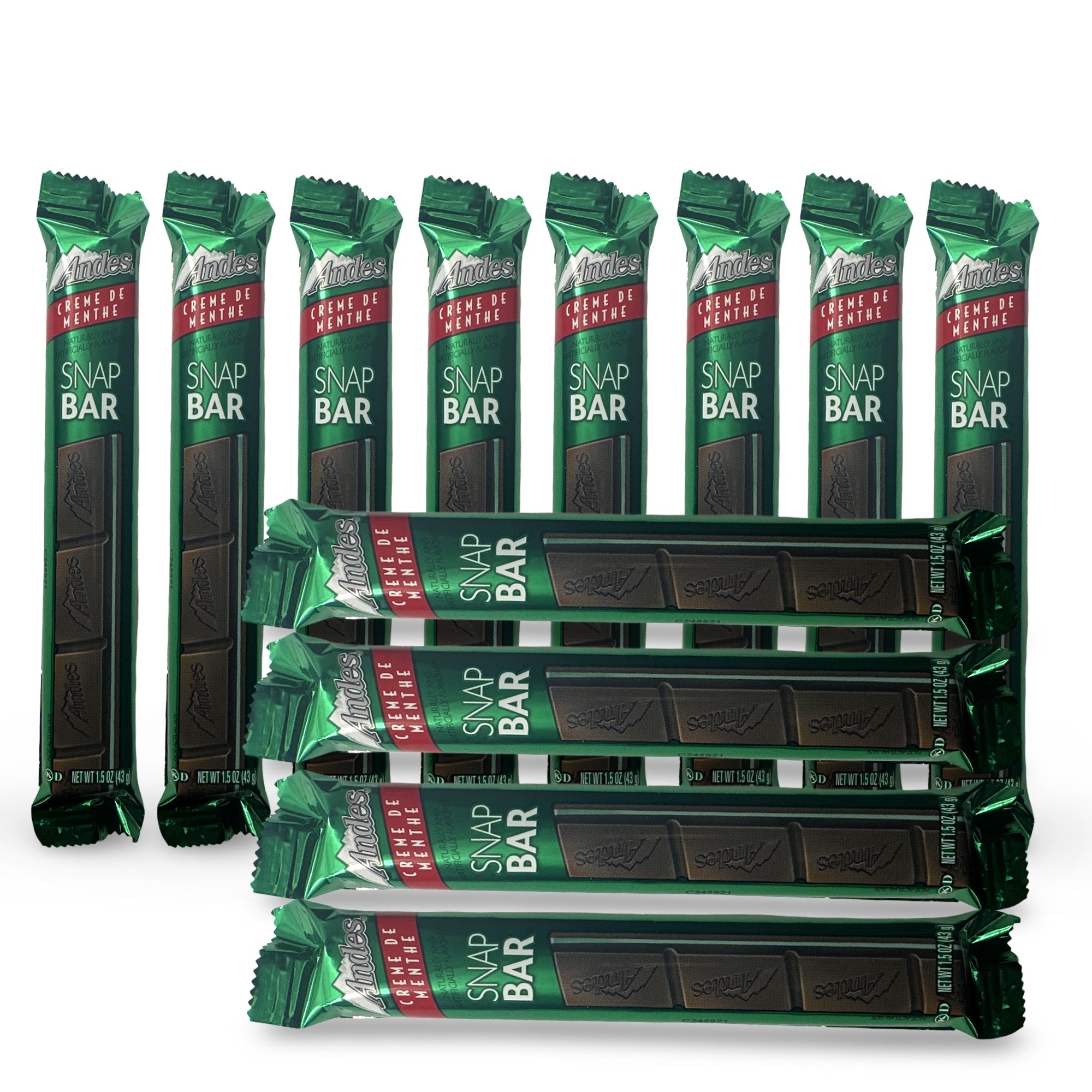 Andes Creme de Menthe Smooth Mint Chocolates Full Size Snap Bar, 12 Bars