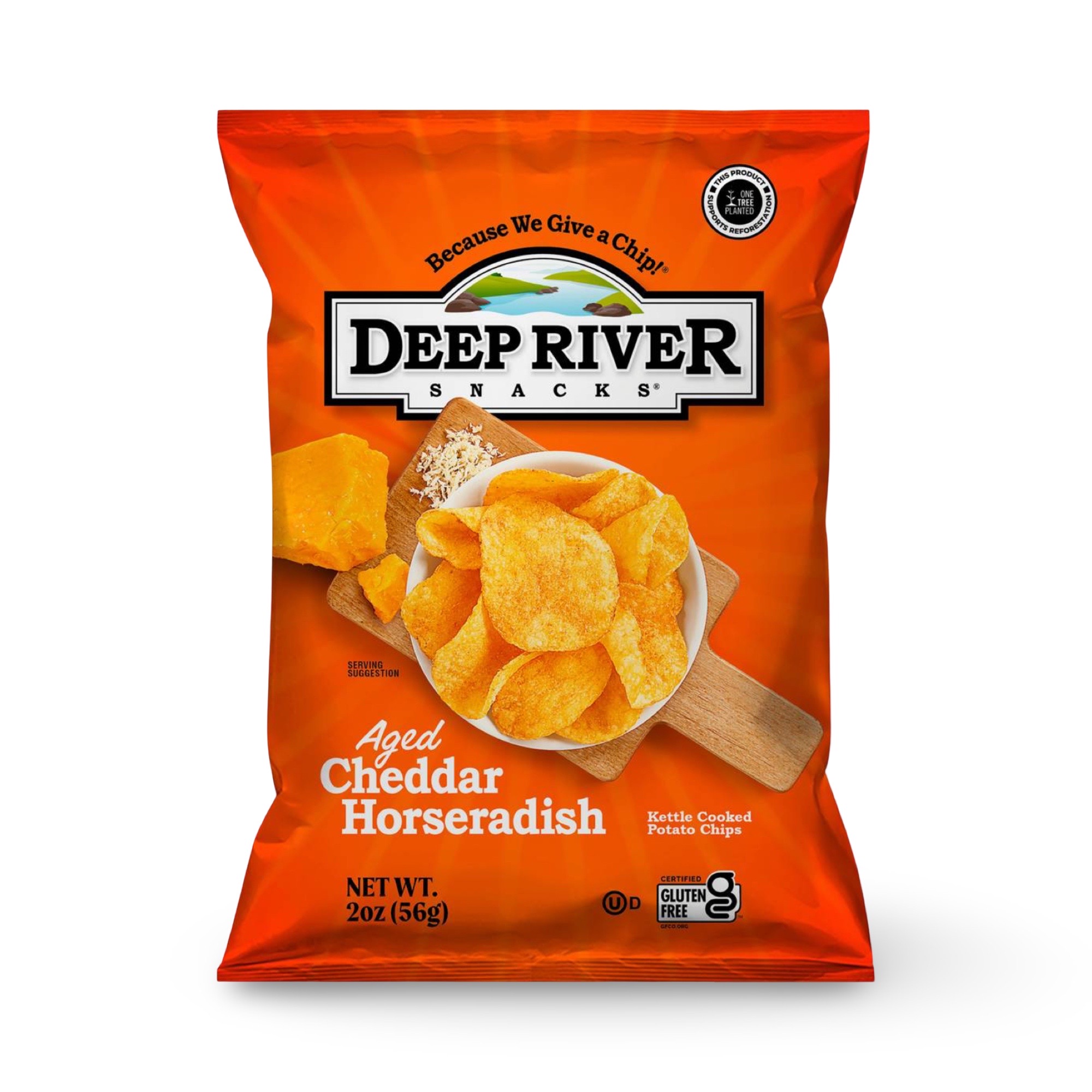 Deep River Snacks Kettle Cooked Potato Chips, Aged Cheddar Horseradish, 2 Ounce, Pack of 24
