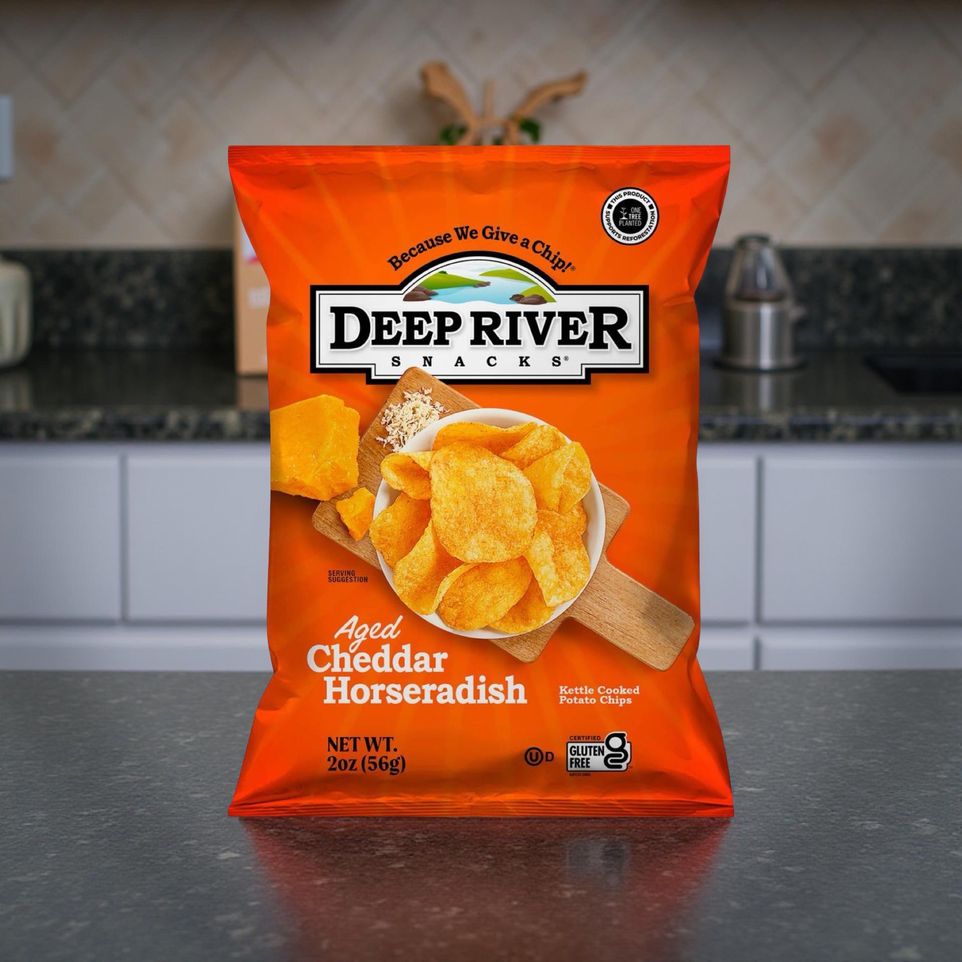 Deep River Snacks Kettle Cooked Potato Chips, Aged Cheddar Horseradish, 2 Ounce, Pack of 24 2
