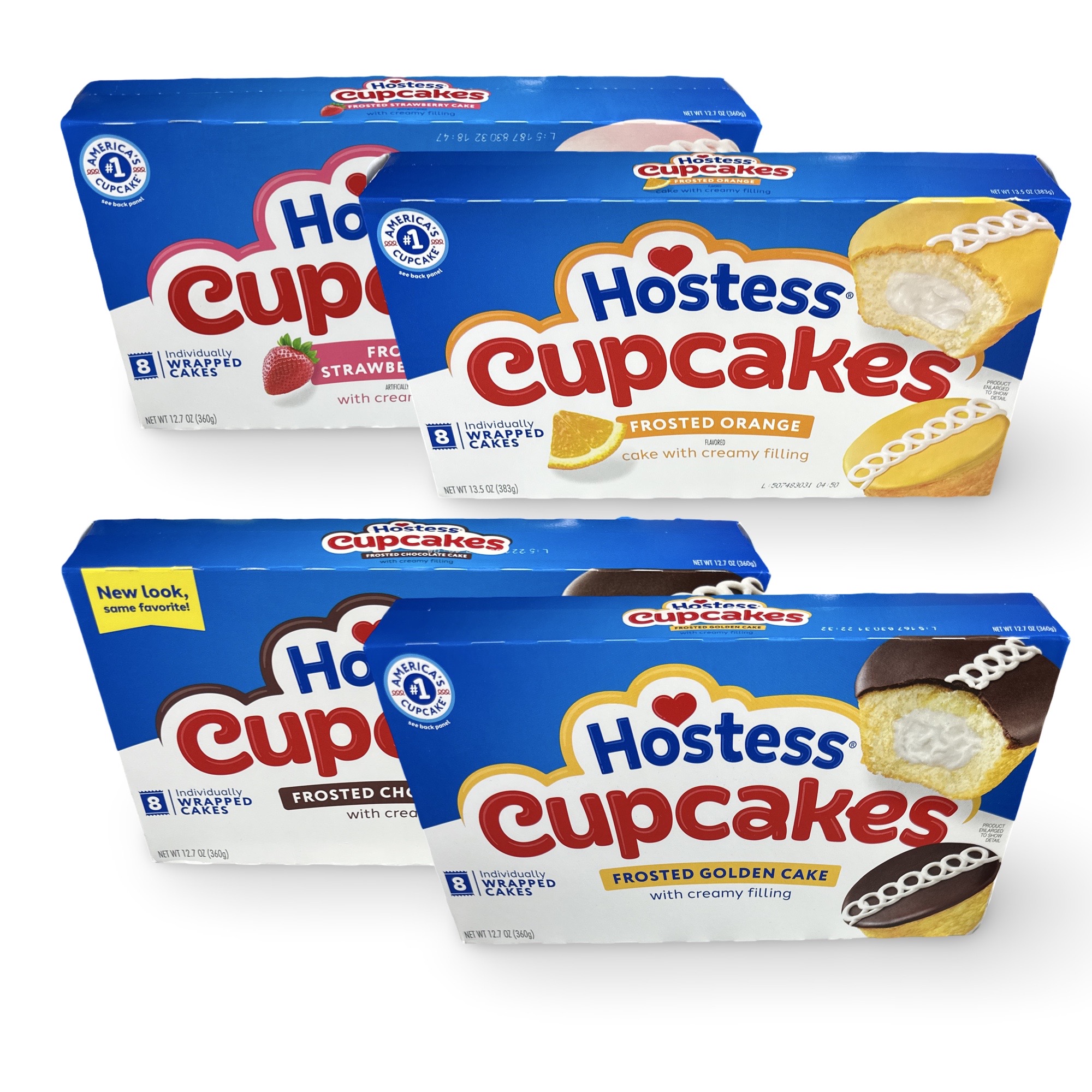 Hostess Cupcake Lovers Snack Cake Variety Pack Includes Chocolate, Strawberry, Orange and Golden | 32 Count