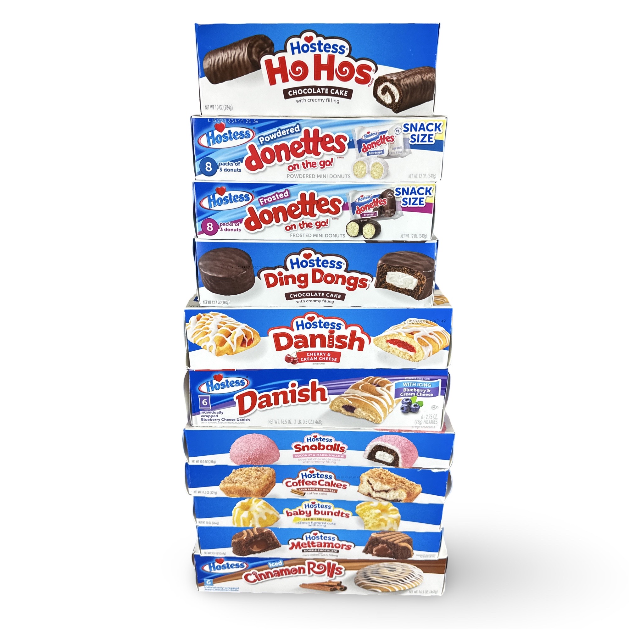Hostess Premium Snack Cake Care Package Variety Featuring Ho Hos, Donettes, Danish, Snoballs, and More, 11 Boxes, 84 Total Cakes 2