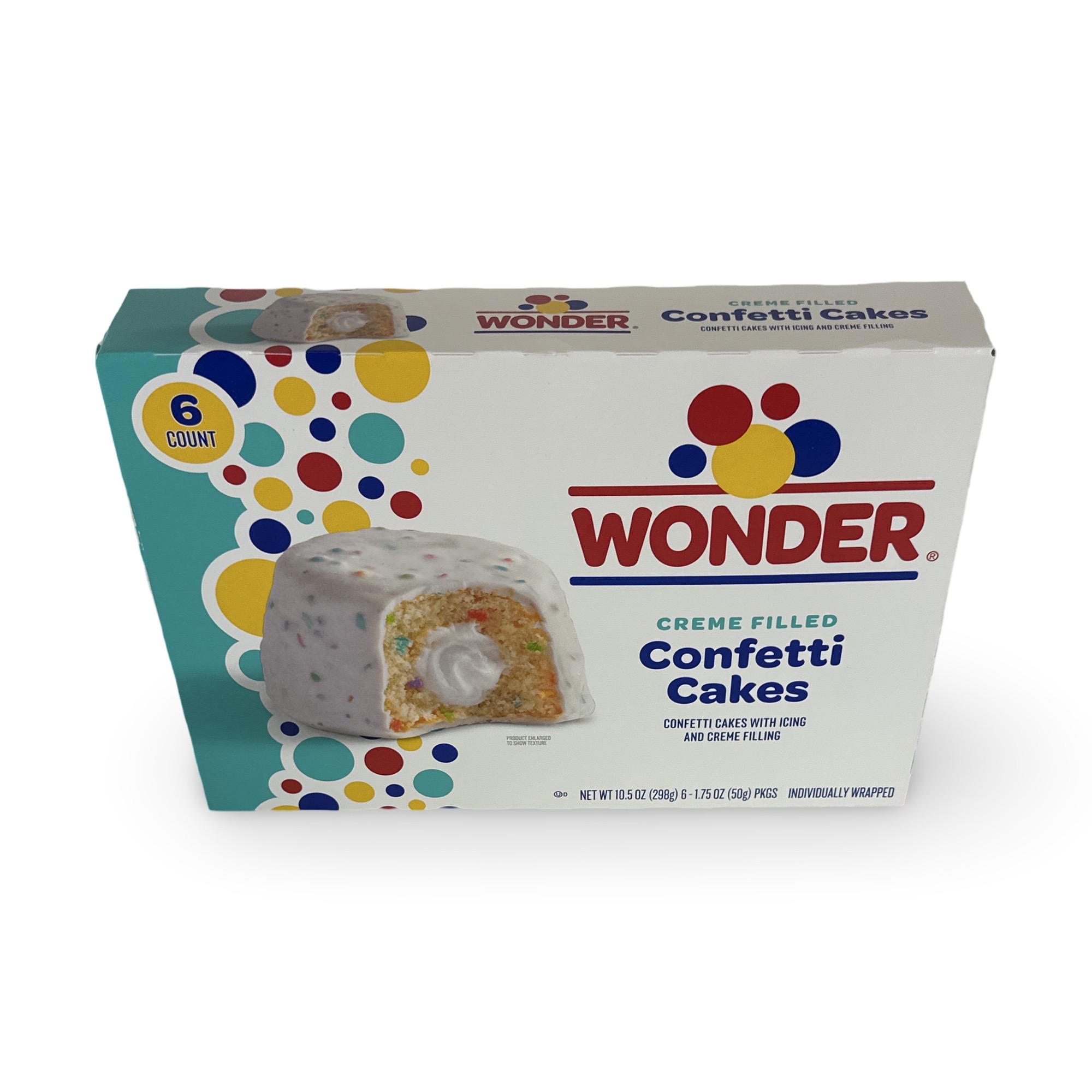 Drake's and Wonder Snack Cakes Multipack Box, Creme Filled Confetti Cakes, 6 Count Box