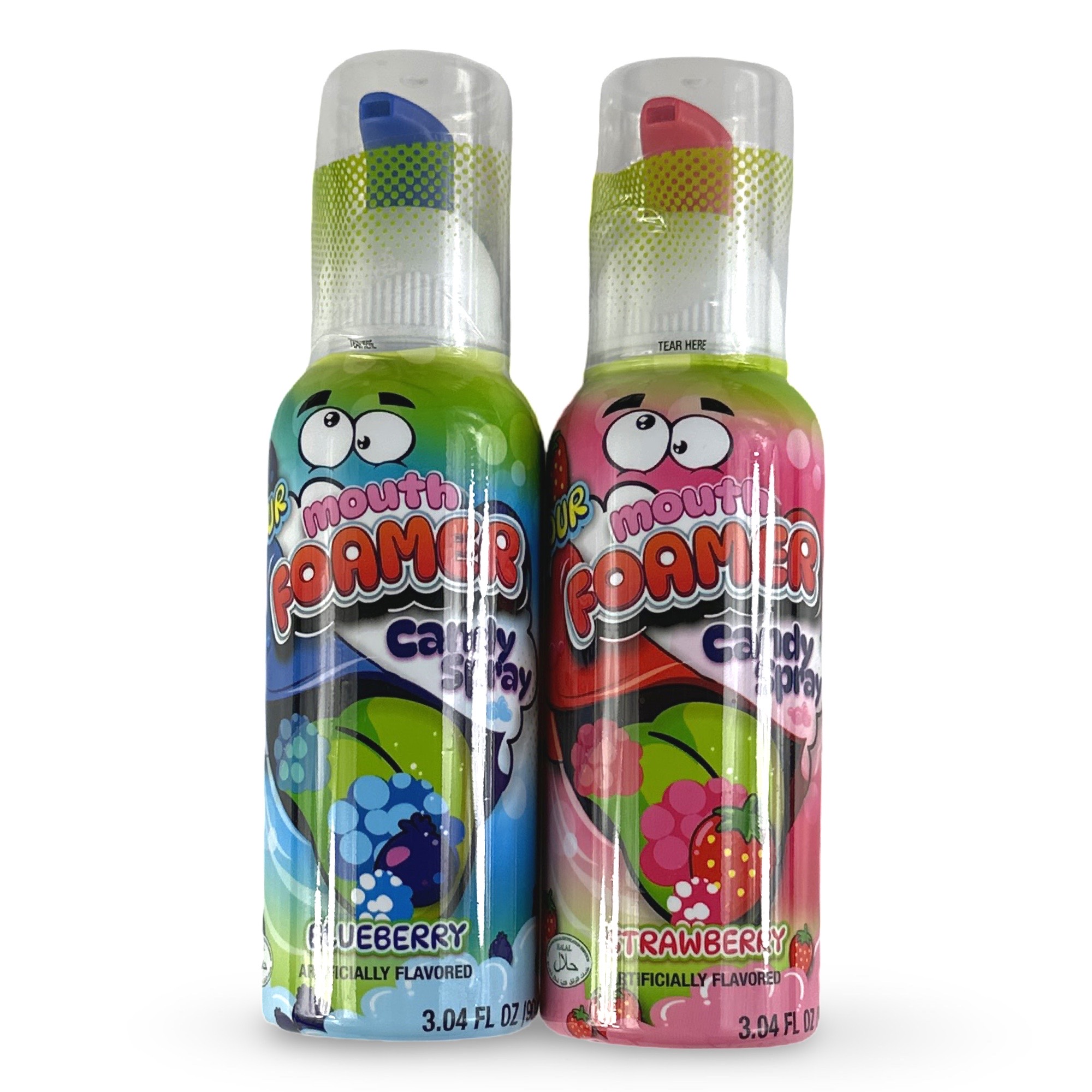 Sour Candy 2-Pack Variety | Build Your Own Assortment, Strawberry and Blueberry Sour Candy Mouth Foamer Spray Candy