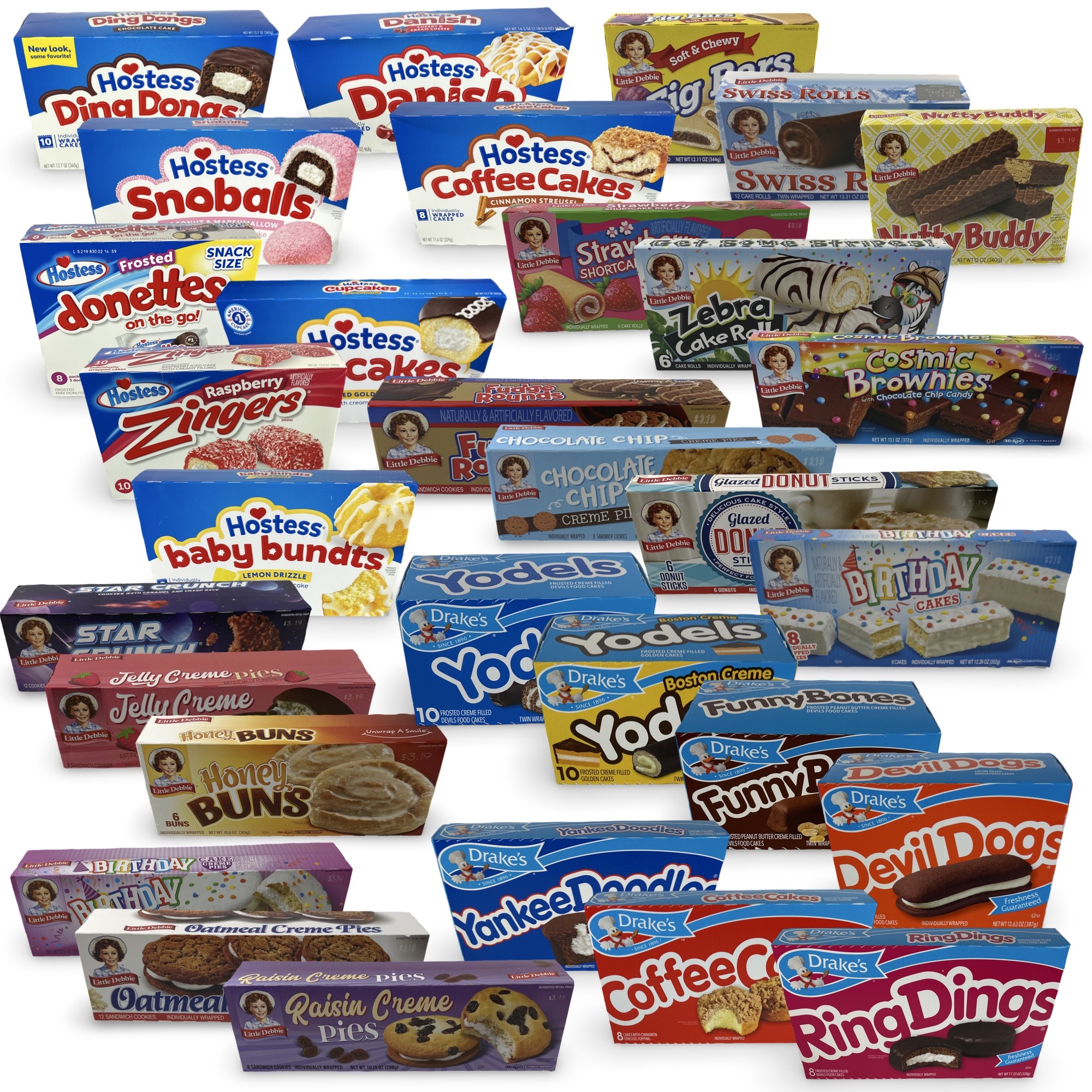10-Box Snack Cake Mystery Mega Pack | Full Retail Boxes Featuring Hostess, Little Debbie, Wonder & Drake’s | Surprise Variety Gift Box