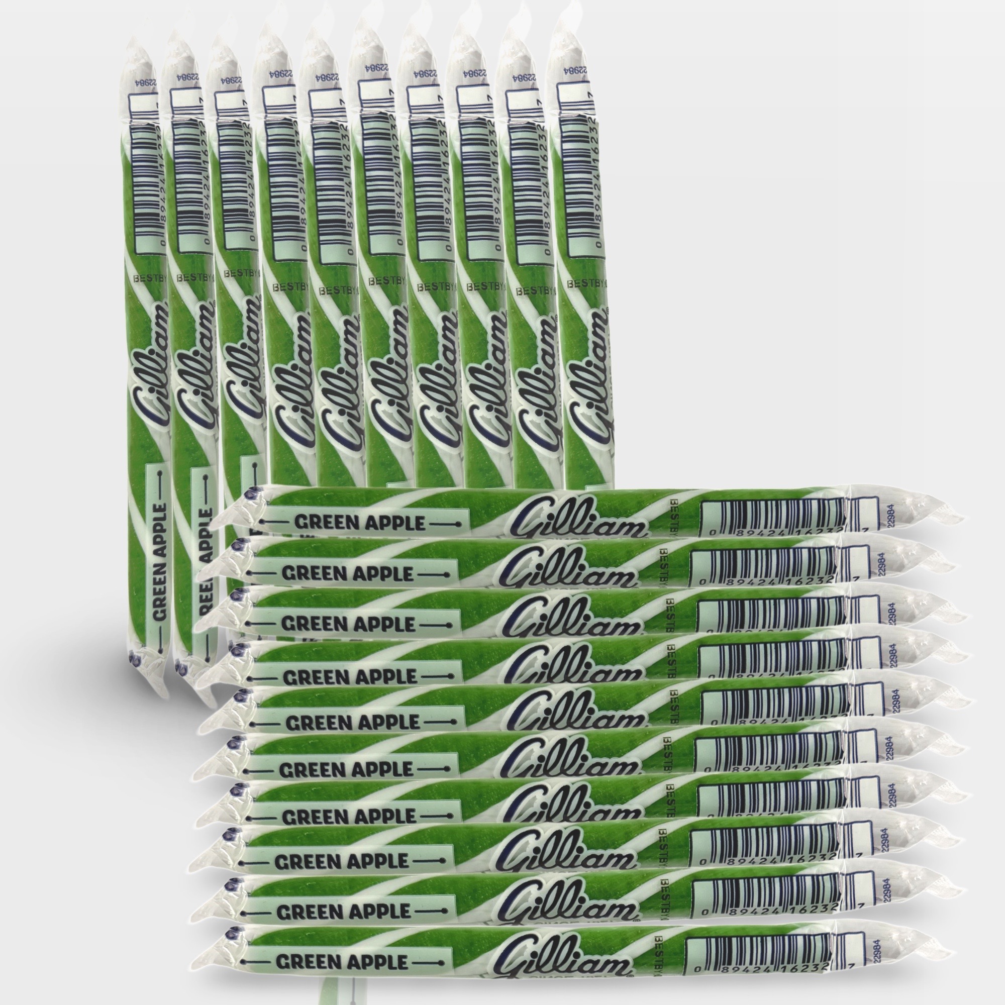 Gilliam Nostalgic Candy Sticks – Classic Retro Sweet Treats | Green Apple Flavor, 20 Count