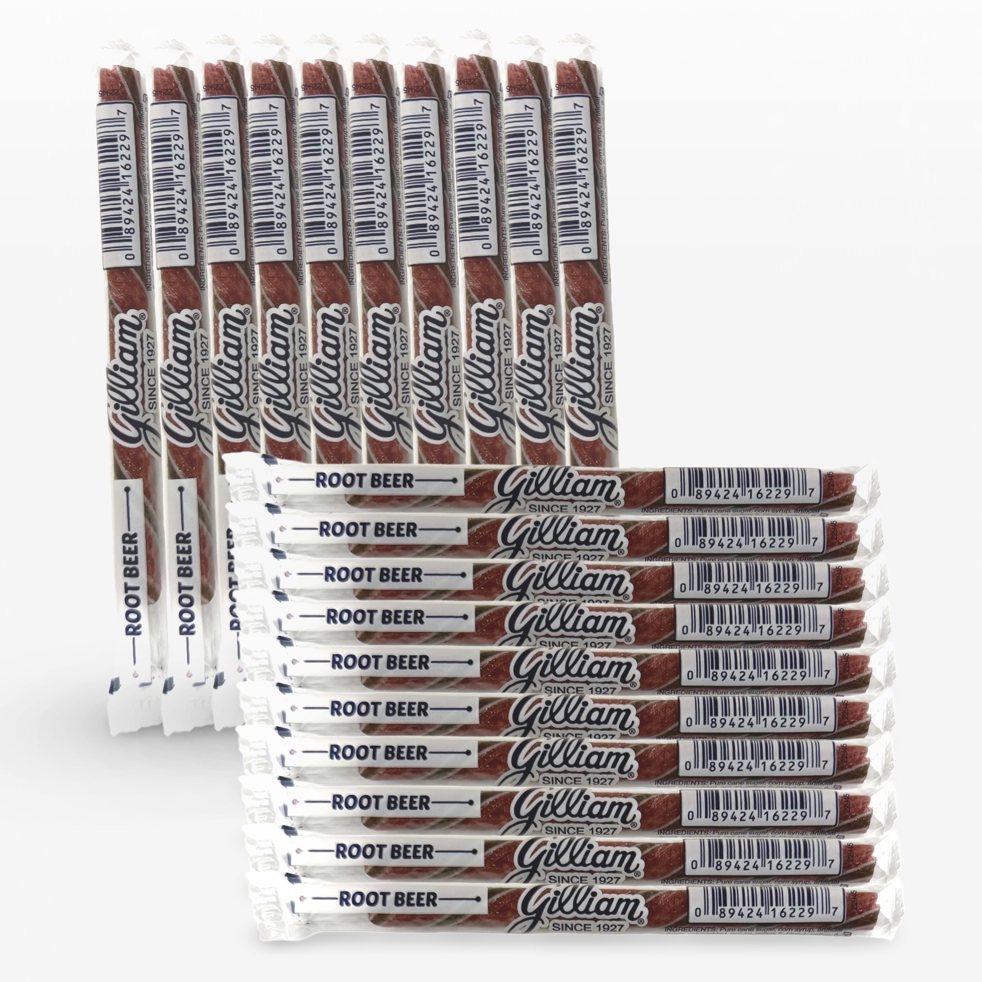 Gilliam Nostalgic Candy Sticks – Classic Retro Sweet Treats | Root Beer Flavor, 20 Count