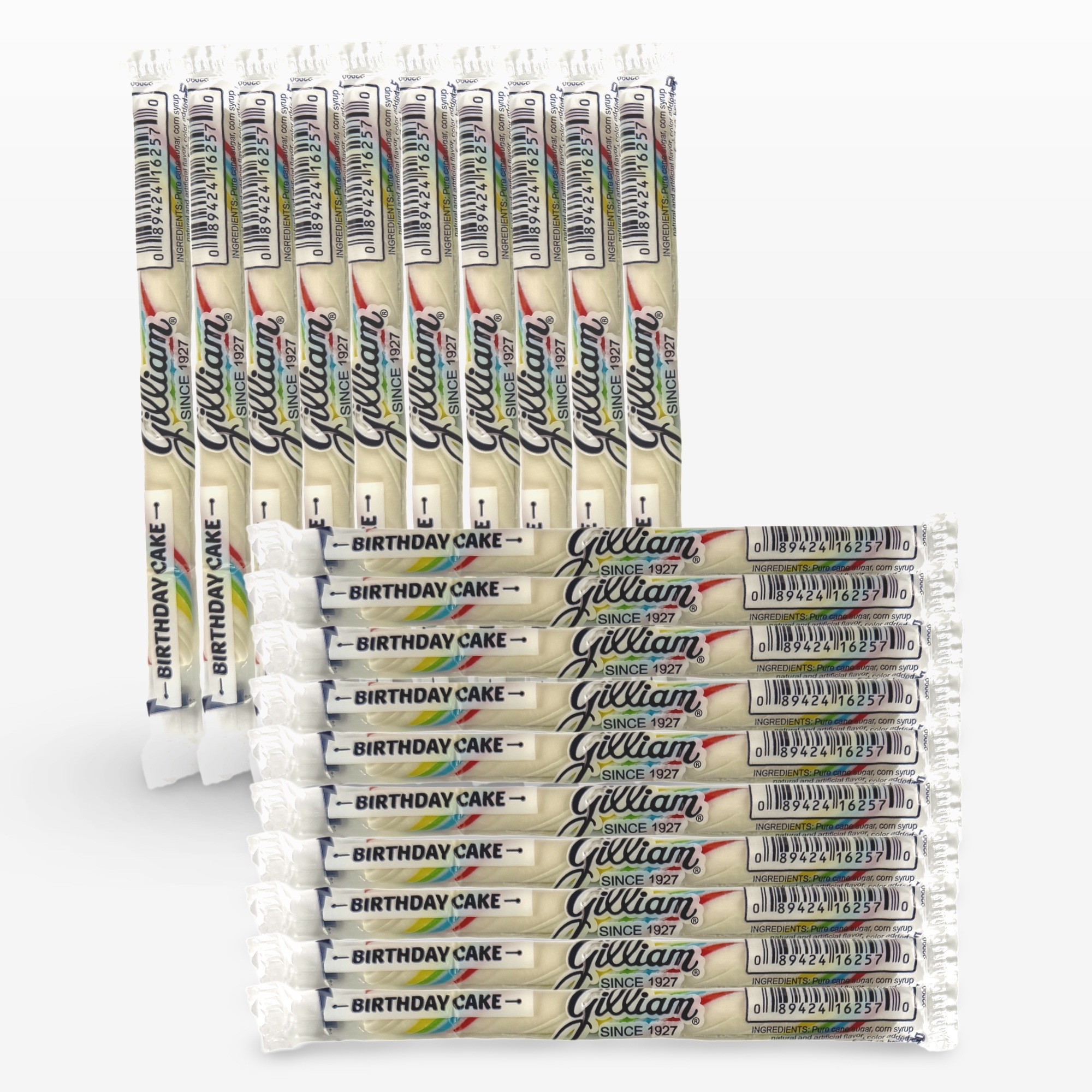 Gilliam Nostalgic Candy Sticks – Classic Retro Sweet Treats | Birthday Cake Flavor, 20 Count