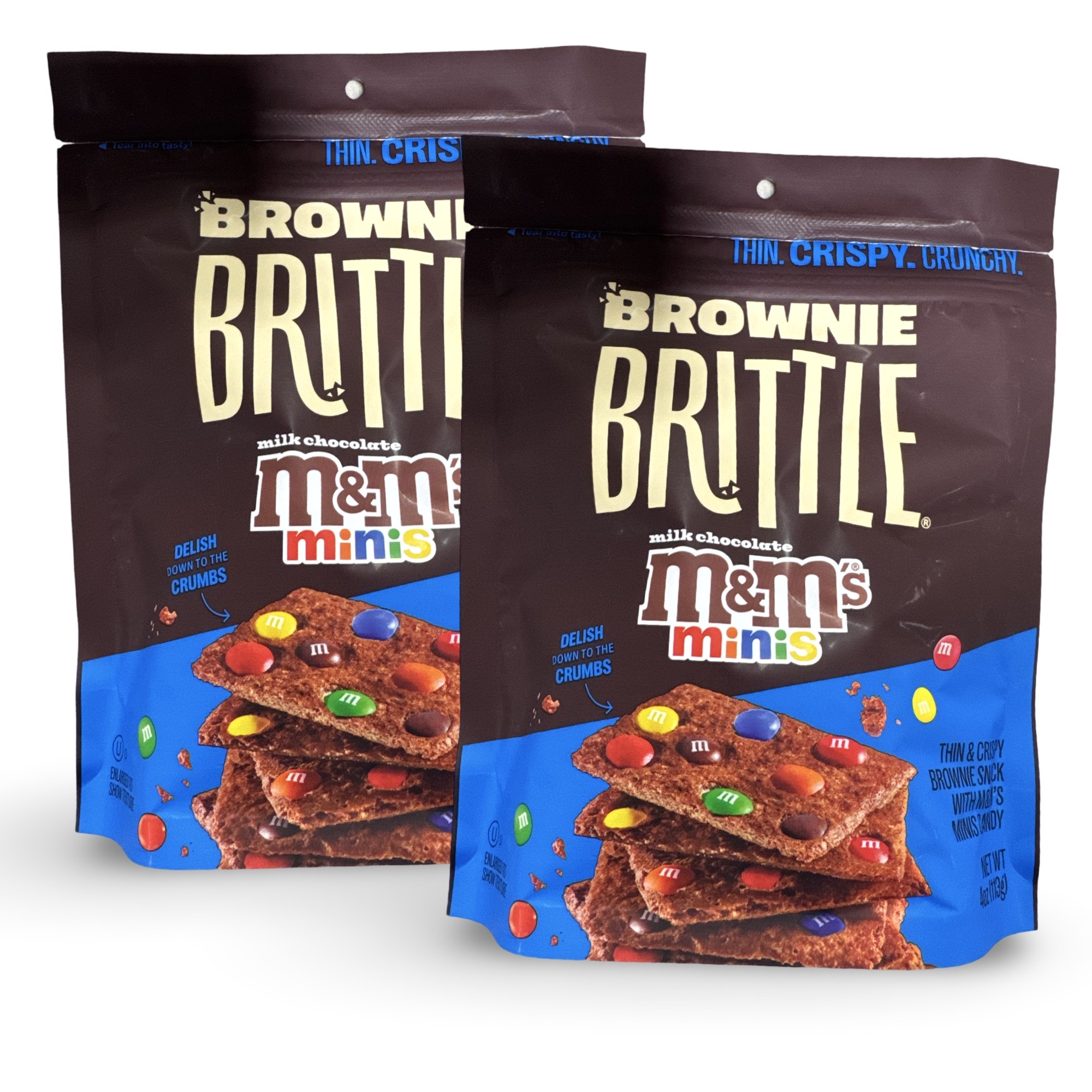 Brownie Brittle M&M Brownie Chocolate | 2 Full-Size Bags of Crunchy Thin Brownie Cookie Brittle