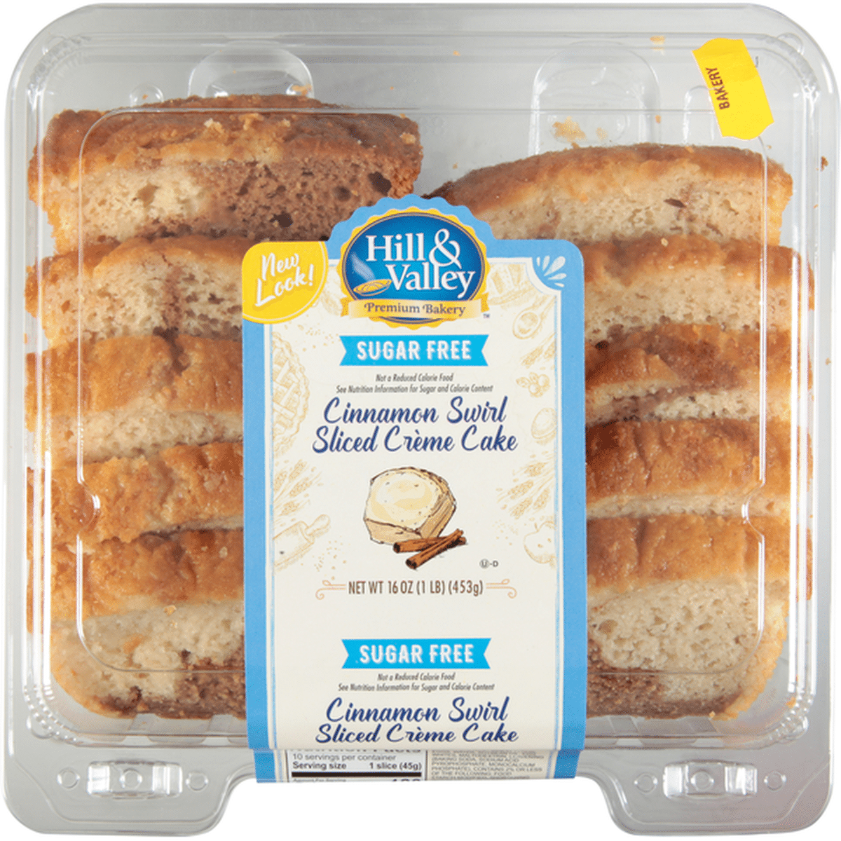 Hill & Valley Sugar Free Sliced Creme Cake | Cinnamon Swirl | 16 Oz | Pack of 2