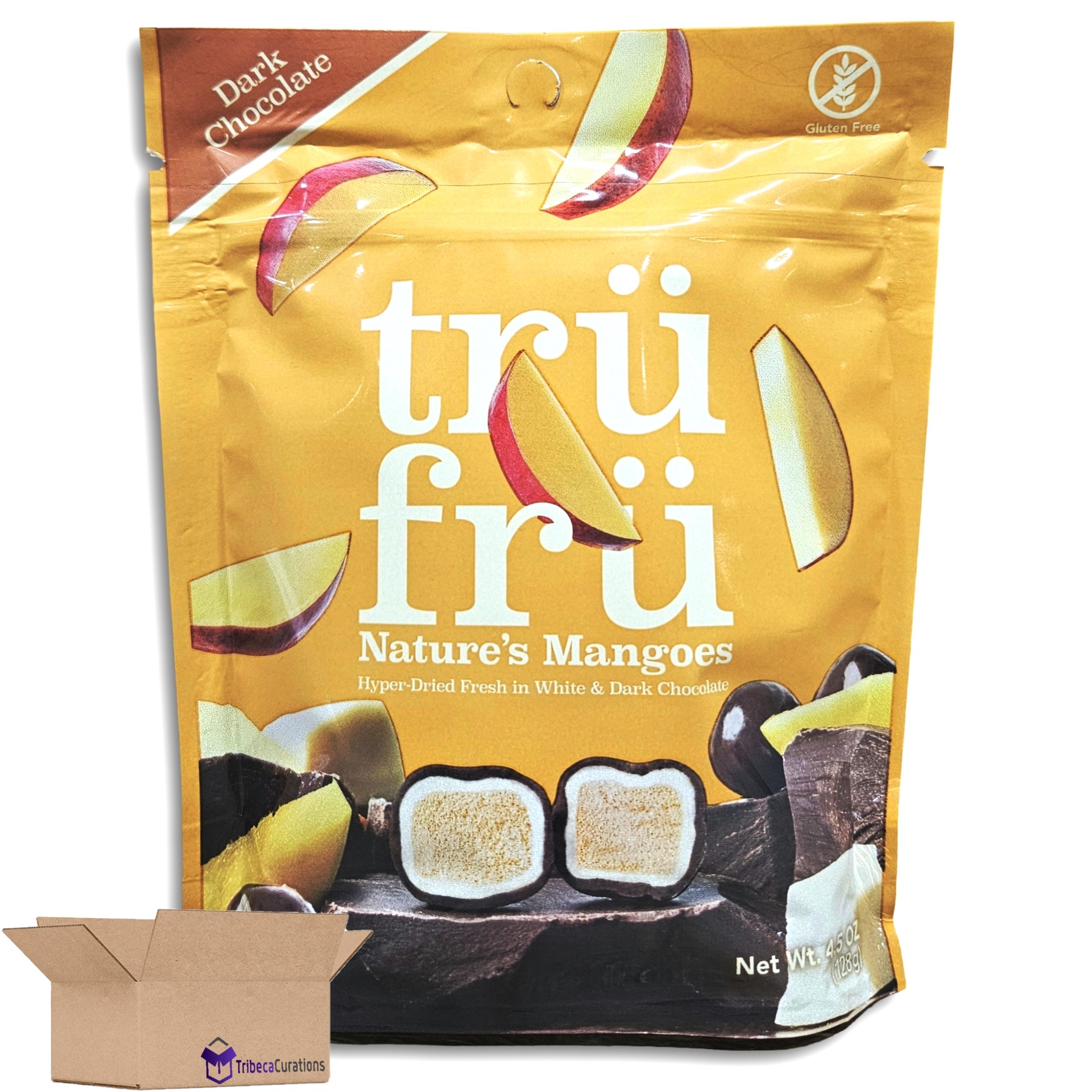 Tru Fru Hyper-Dried Fresh Mango In White & Dark Chocolate, 4.5 Oz Share Bag