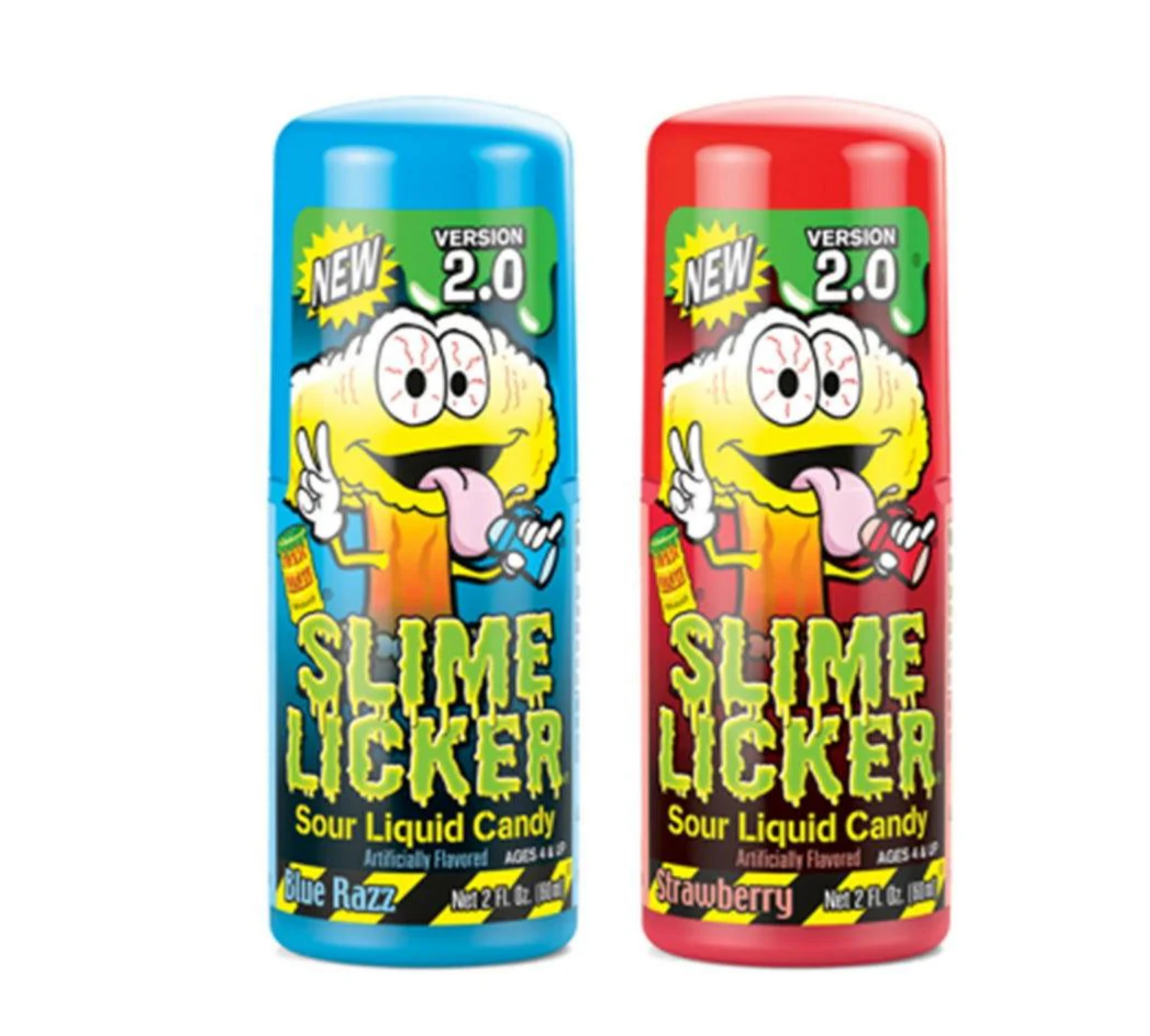 Toxic Waste Slime Licker V2 Sour Rolling Liquid Candy Includes Blue Raspberry and Strawberry | 2 Pack