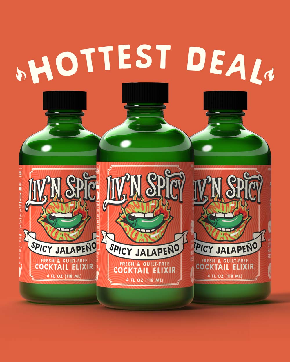 Liv'n Spicy Jalapeño Cocktail Elixir, 3 Bottles 3