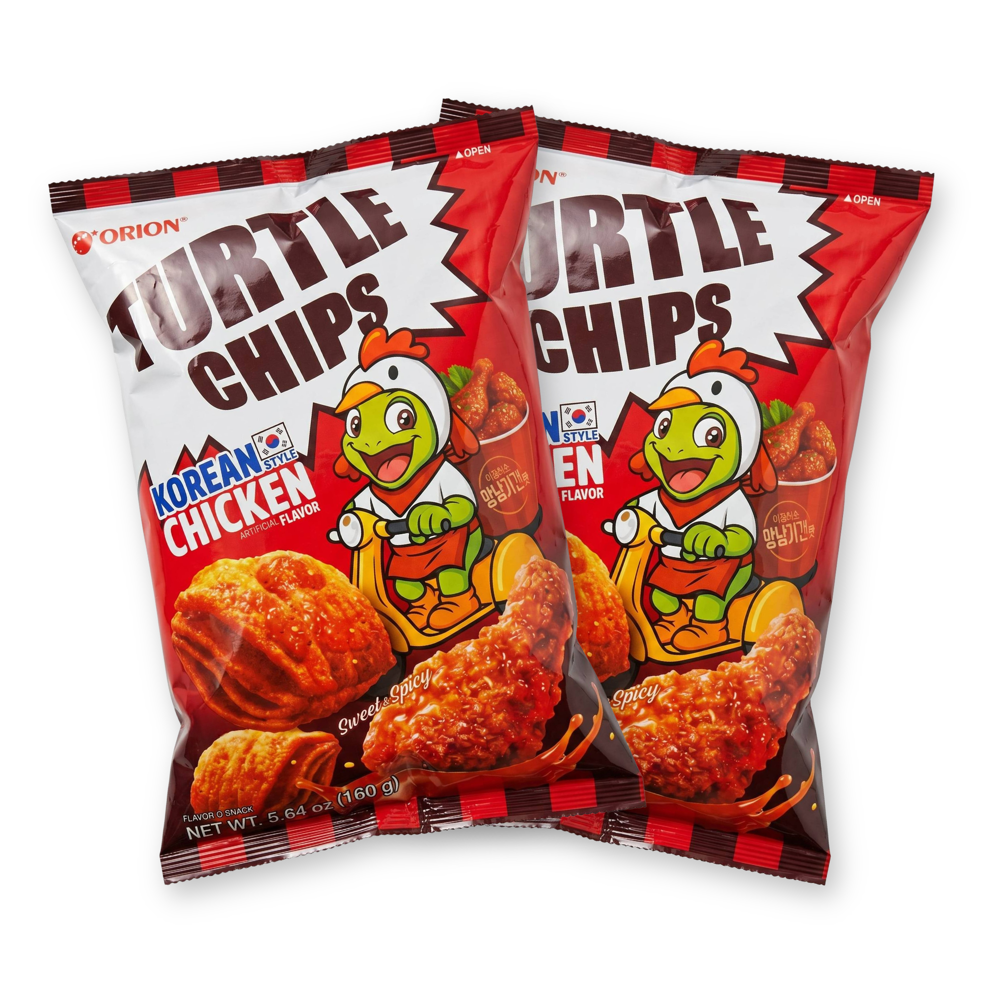 Turtle Chips Korean 4-Layer Crispy Snack Chips 2 Pack, Choose Flavor Imported Ko