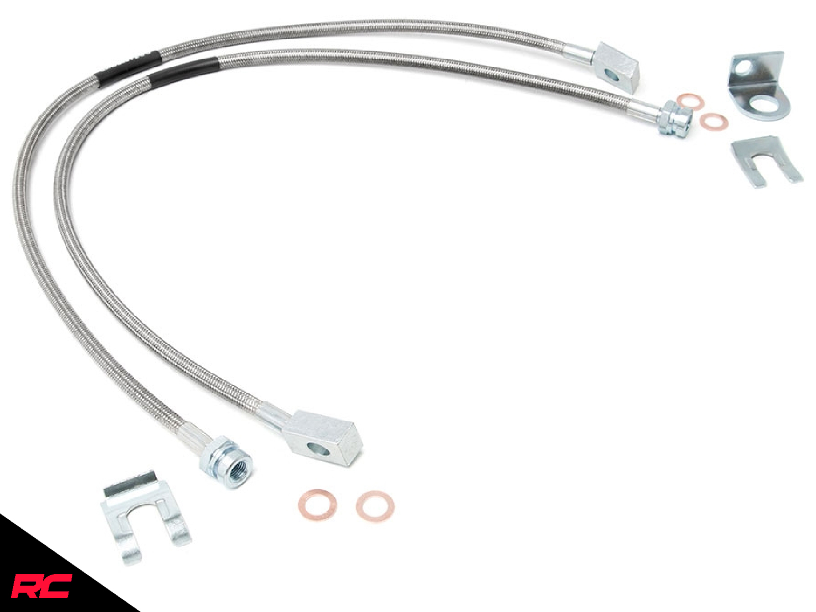 Rough Country Extended Stainless Brake Lines fits 8706 Jeep Wrangler