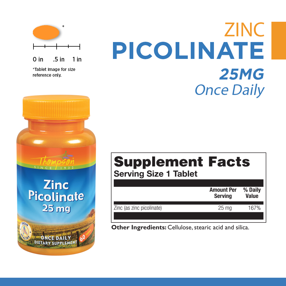 Thompson Zinc Picolinate, Tablet (BtlPlastic) 25mg 60ct 31315191053 eBay