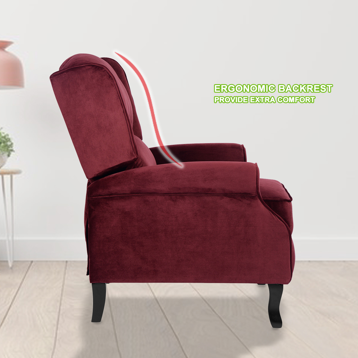 Silla de acento reclinable manual reposabrazos reclinable sofá individual reposapiés - Imagen 20 de 25