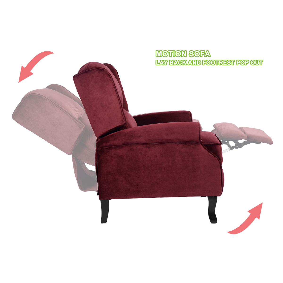Silla de acento reclinable manual reposabrazos reclinable sofá individual reposapiés - Imagen 21 de 25