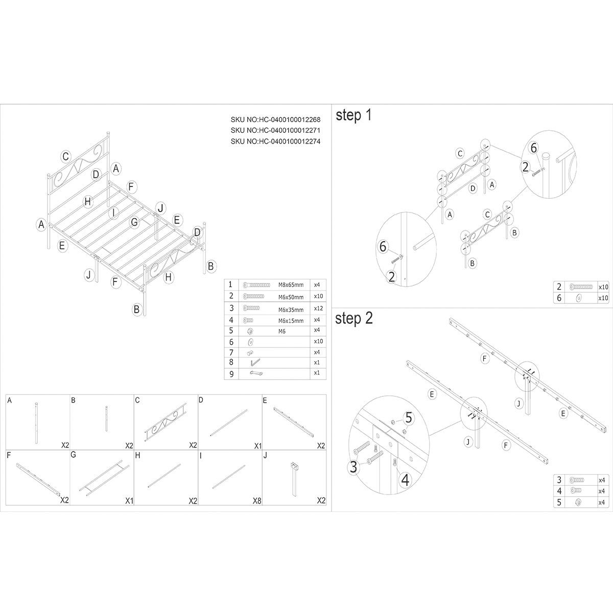 Twin Full Queen Metal Bed Frame Platform Mattress Foundation Headboard