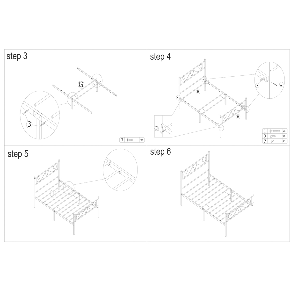 Twin Full Queen Metal Bed Frame Platform Mattress Foundation Headboard
