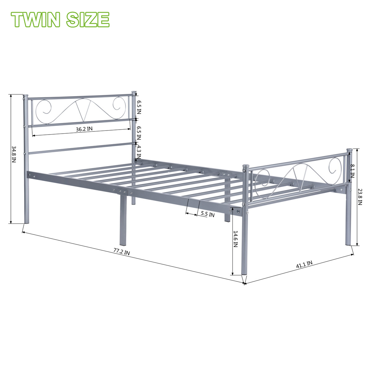 Twin/Full/Queen Metal Bed Frame Platform Mattress Foundation Headboard Footboard - Picture 16 of 37