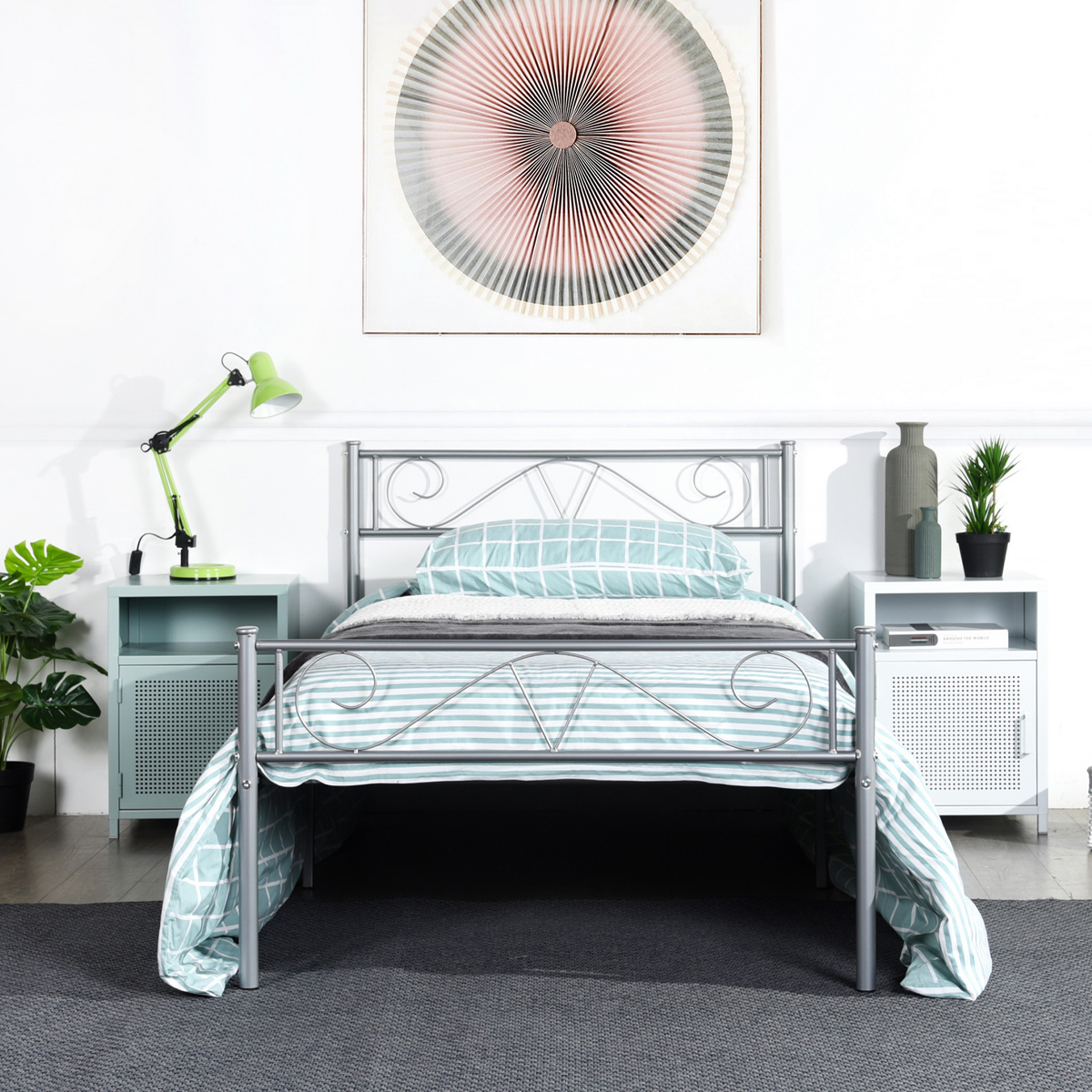 Twin/Full/Queen Metal Bed Frame Platform Mattress Foundation Headboard Footboard - Picture 24 of 37
