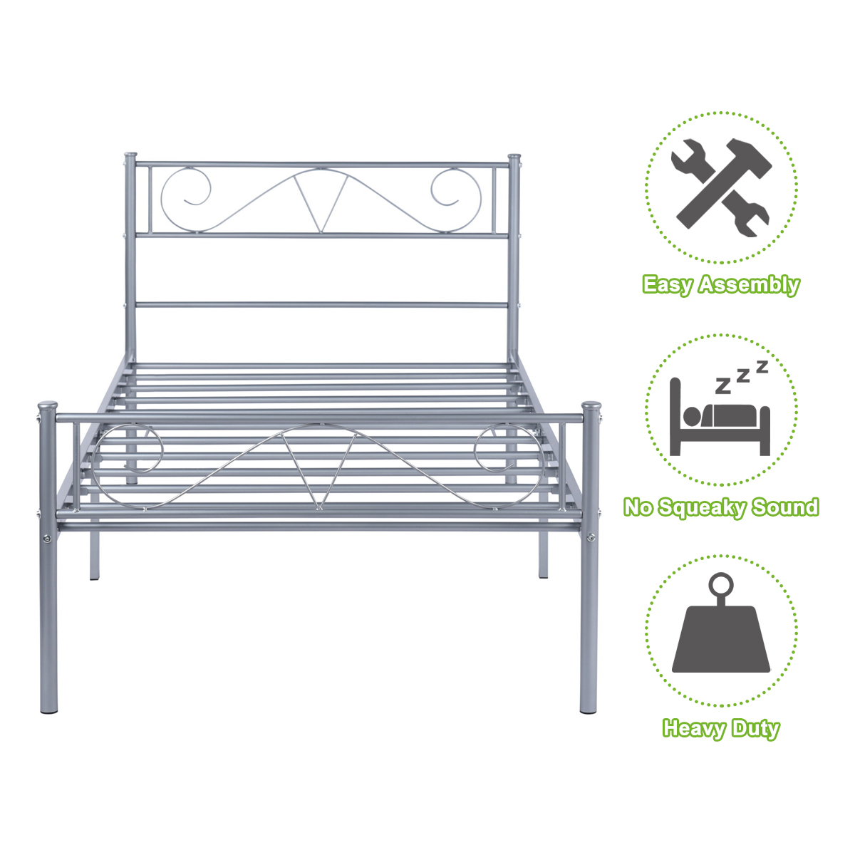 Twin/Full/Queen Metal Bed Frame Platform Mattress Foundation Headboard Footboard - Picture 15 of 37
