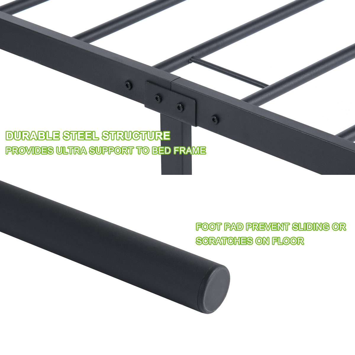 Queen Full Twin Size Bed Frame Metal Mattress Platform Base Headboard Footboard - Picture 9 of 37