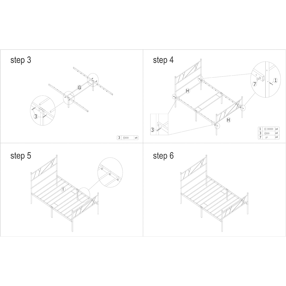Queen Full Twin Size Bed Frame Metal Mattress Platform Base Headboard Footboard - Picture 11 of 37