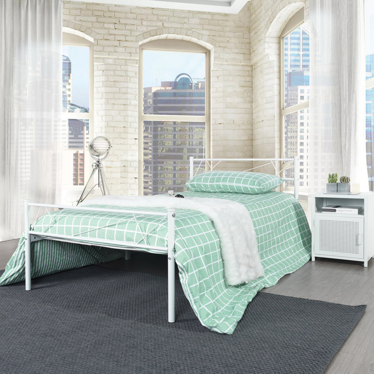 Queen Full Twin Size Bed Frame Metal Mattress Platform Base Headboard Footboard - Picture 36 of 37