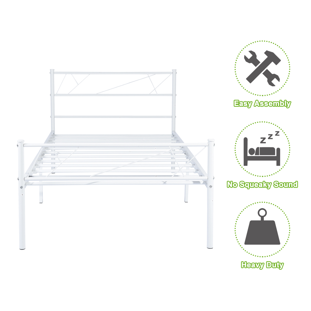 Queen Full Twin Size Bed Frame Metal Mattress Platform Base Headboard Footboard - Picture 28 of 37