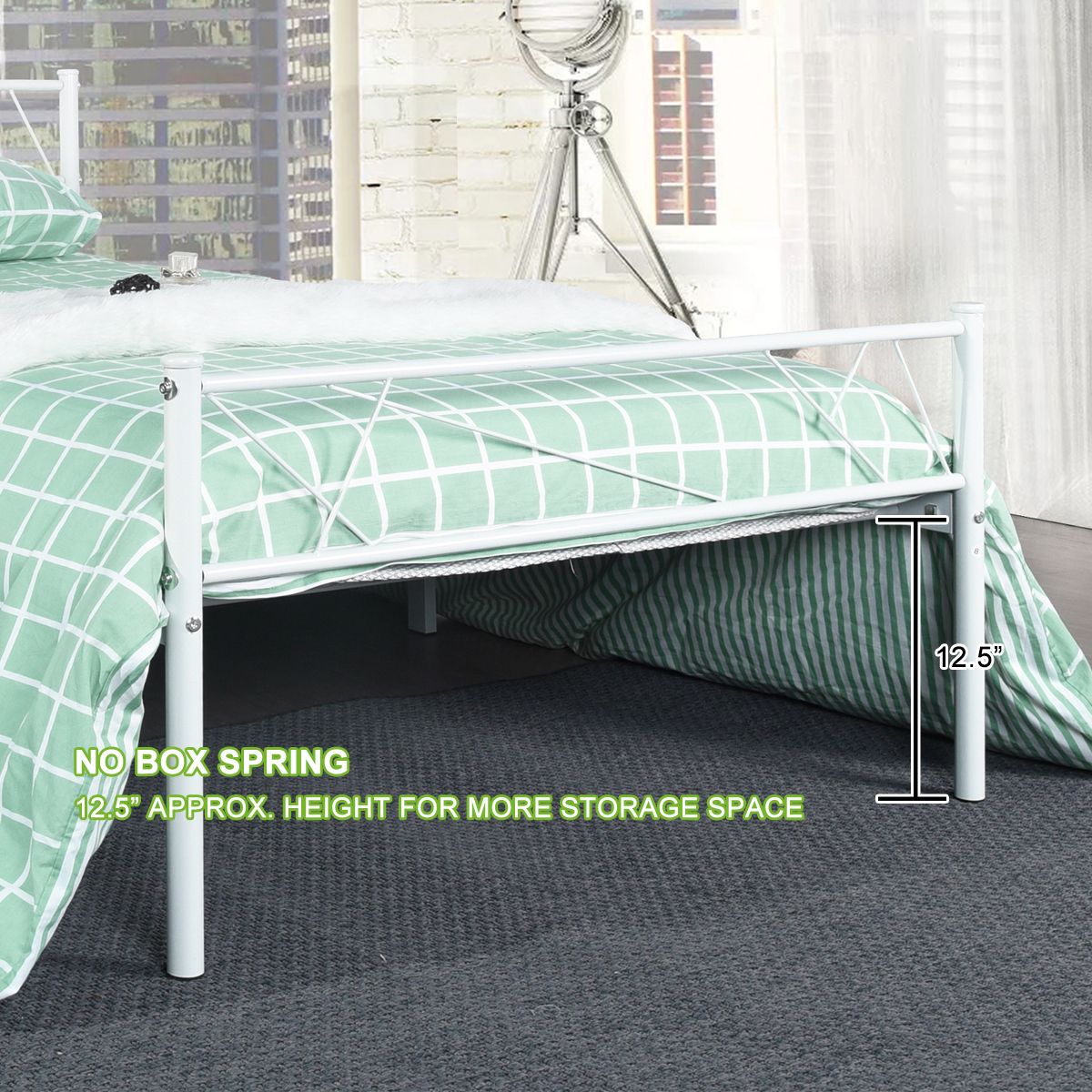 Queen Full Twin Size Bed Frame Metal Mattress Platform Base Headboard Footboard - Picture 30 of 37
