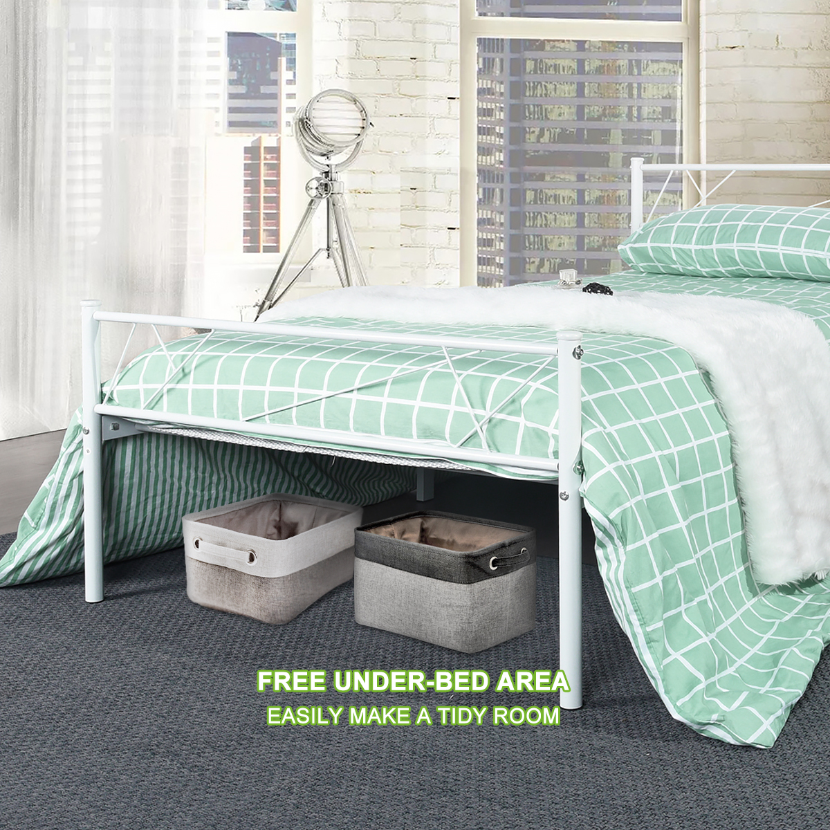Queen Full Twin Size Bed Frame Metal Mattress Platform Base Headboard Footboard - Picture 31 of 37