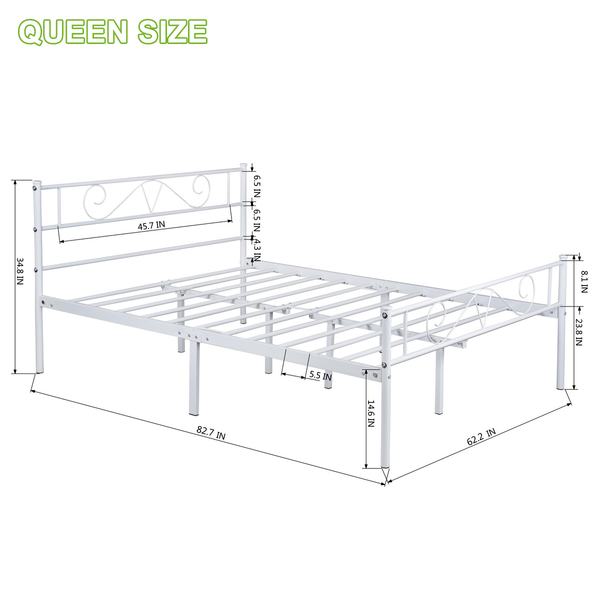 Twin/Full/Queen Metal Bed Frame Platform Mattress Foundation Headboard ...