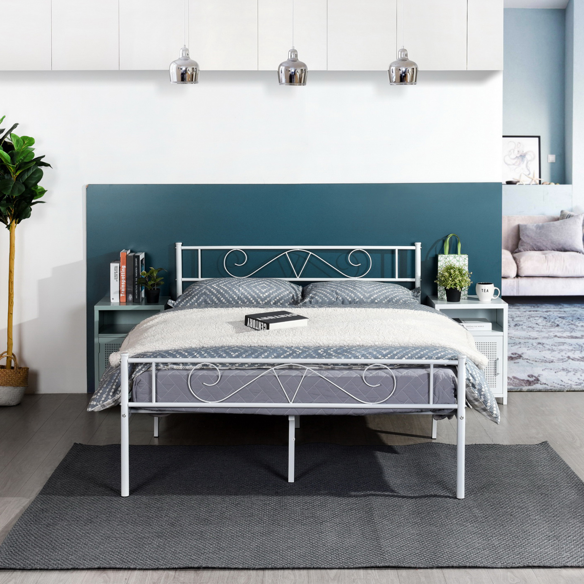 Twin/Full/Queen Metal Bed Frame Platform Mattress Foundation Headboard Footboard - Picture 36 of 37