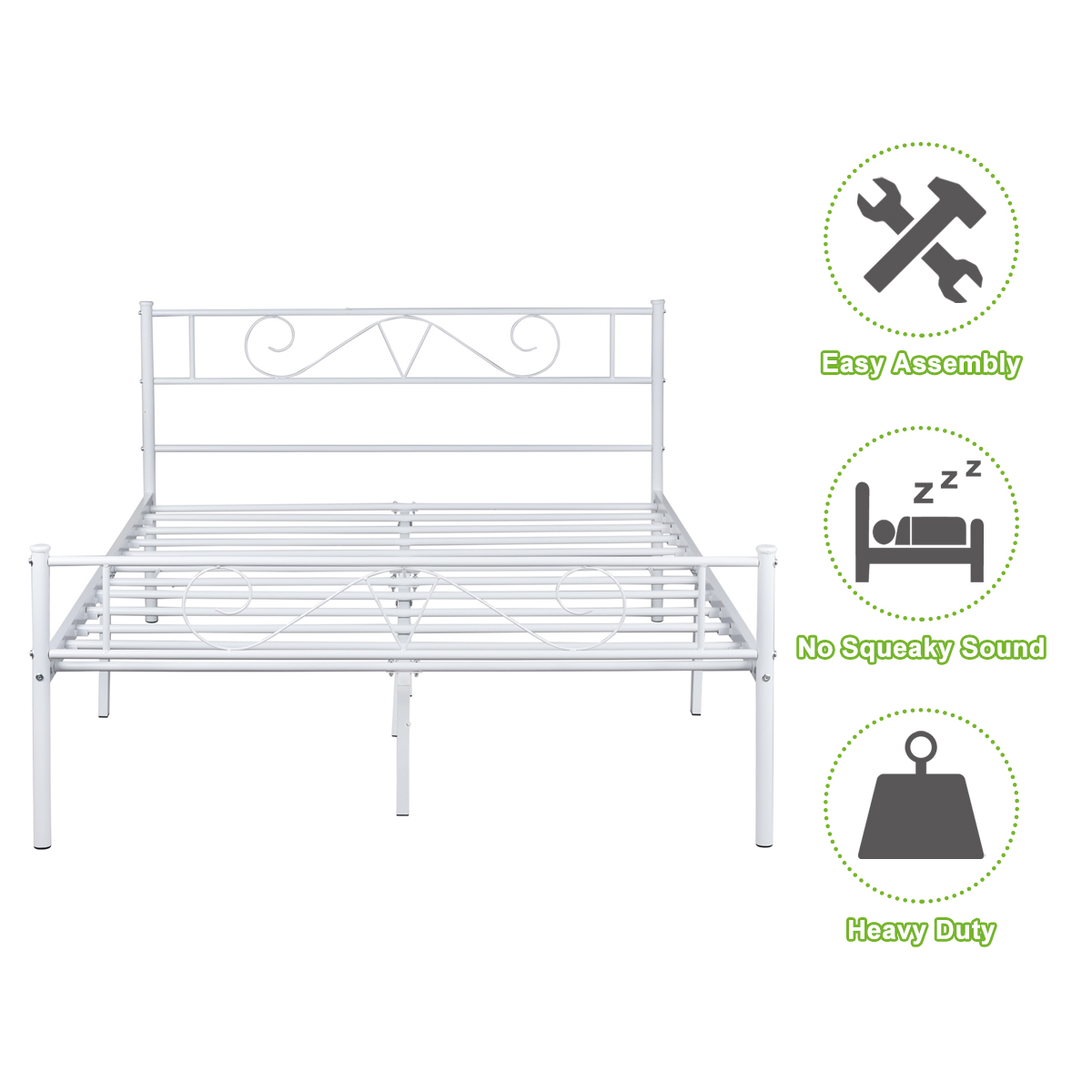 Twin/Full/Queen Metal Bed Frame Platform Mattress Foundation Headboard Footboard - Picture 27 of 37
