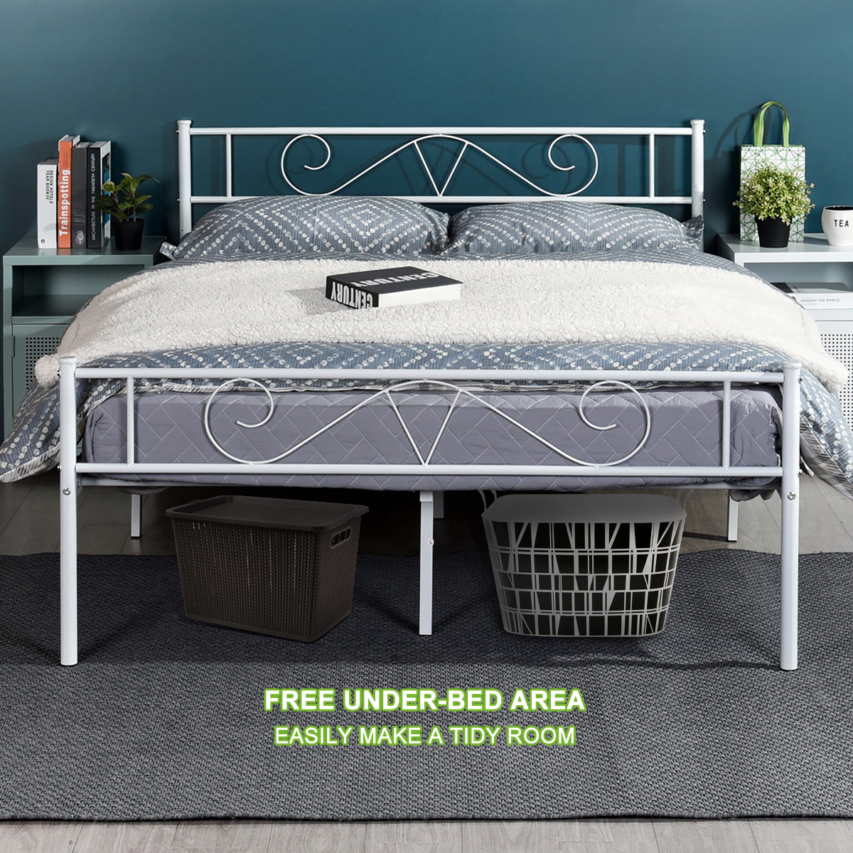 Twin/Full/Queen Metal Bed Frame Platform Mattress Foundation Headboard Footboard - Picture 31 of 37