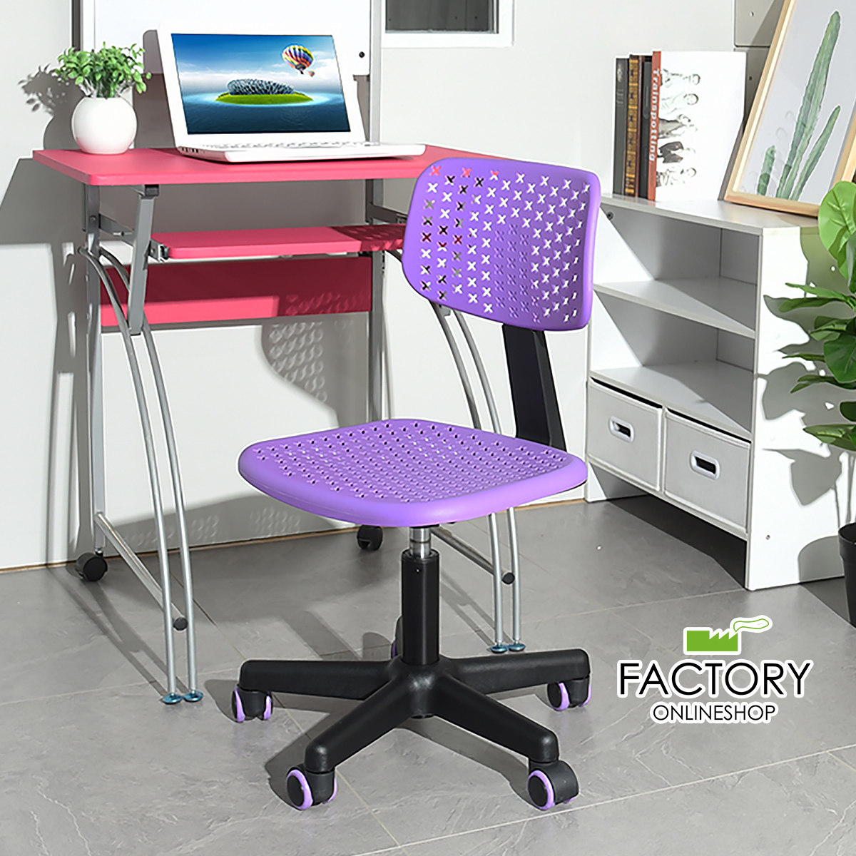 Office Chair Purple Adjule Swivel Plastic Rolling Wheels Kids Office Chair Purple Adjule Swivel