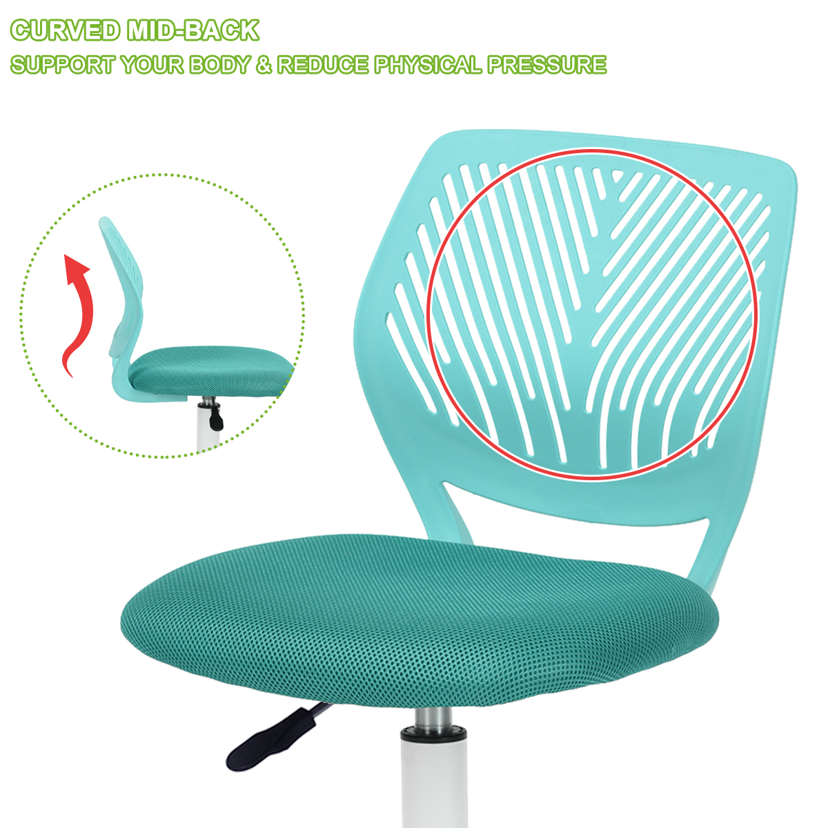 Office Chair Computer Task Work Gas Lift Adjustable Kids Room Swivel