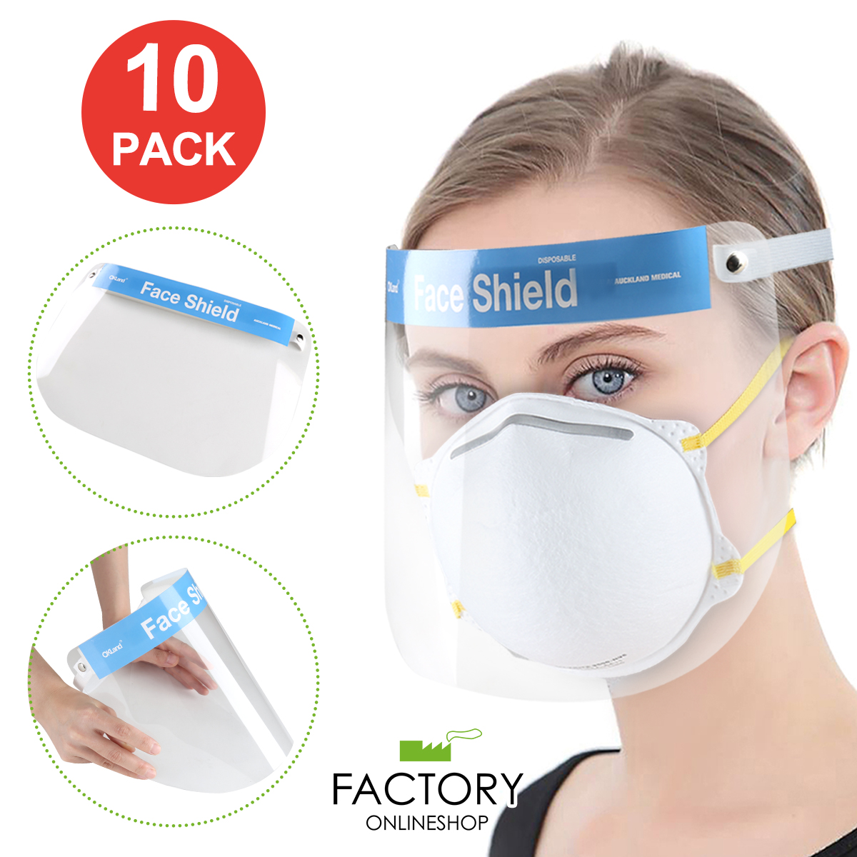 1/5/10 PC Máscara protectora reutilizable para escudo facial completo visera transparente antiniebla salpicaduras - Imagen 22 de 40