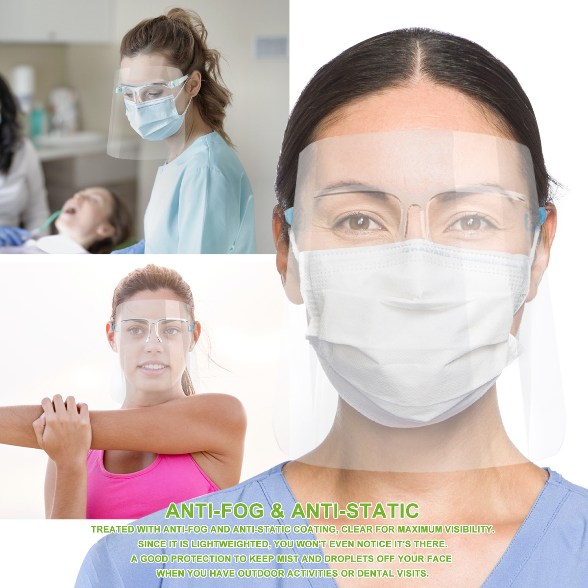 Gafas de protección facial transparente 1/5/10 máscara facial transparente reutilizable visera antiniebla - Imagen 17 de 40